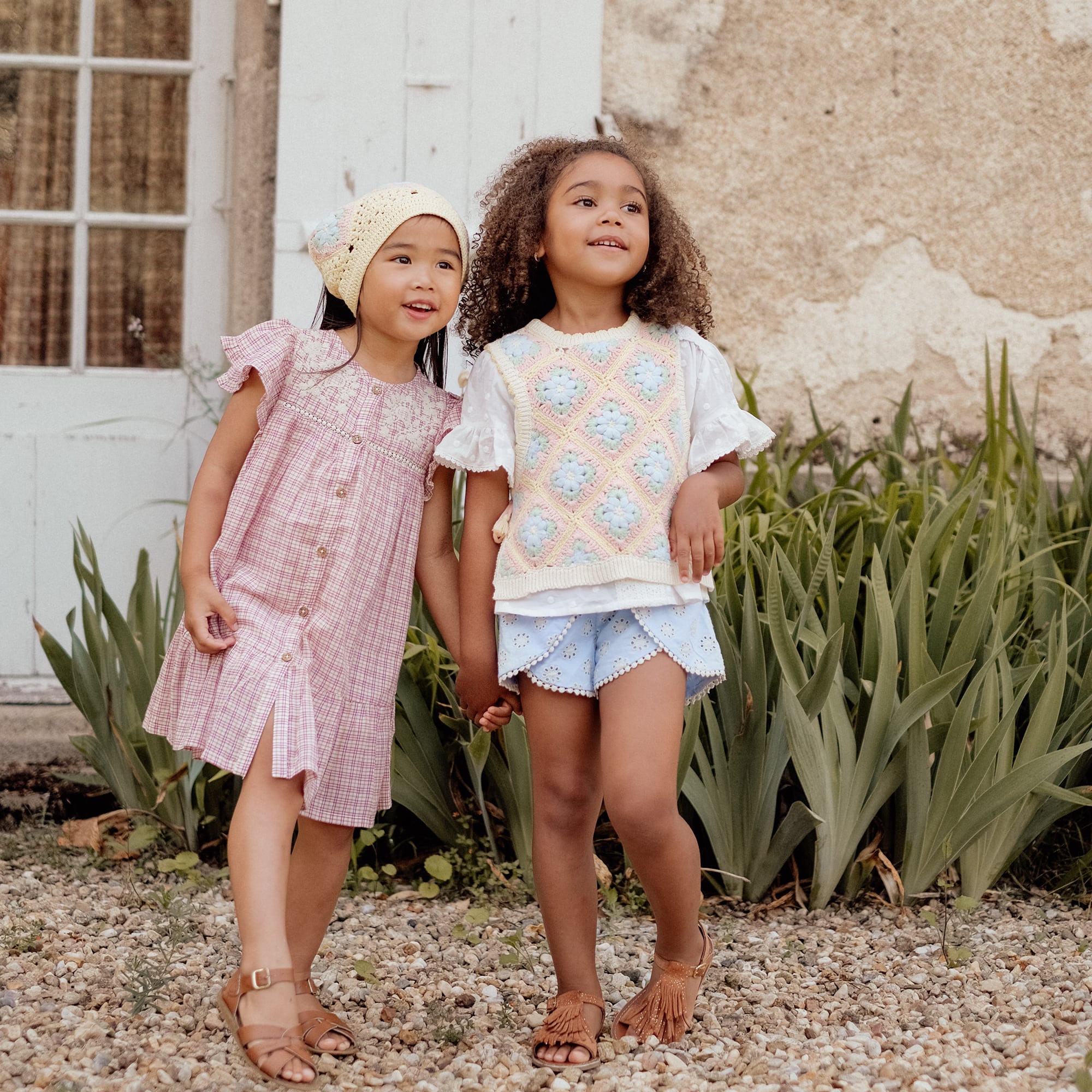 Girls Pink Check Cotton Dress