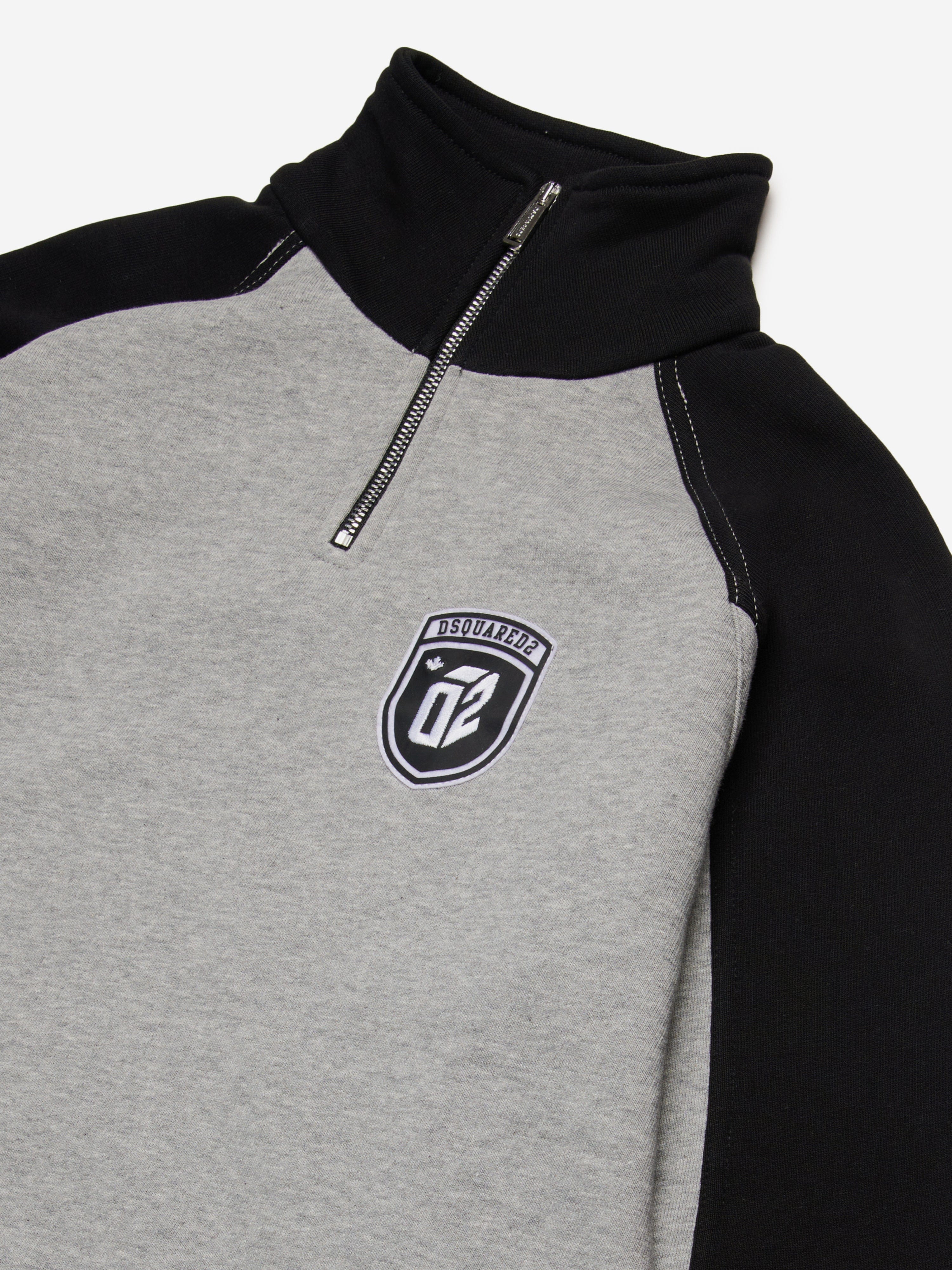 Kids Colourblock Half Zip Sweatshirt in Grey