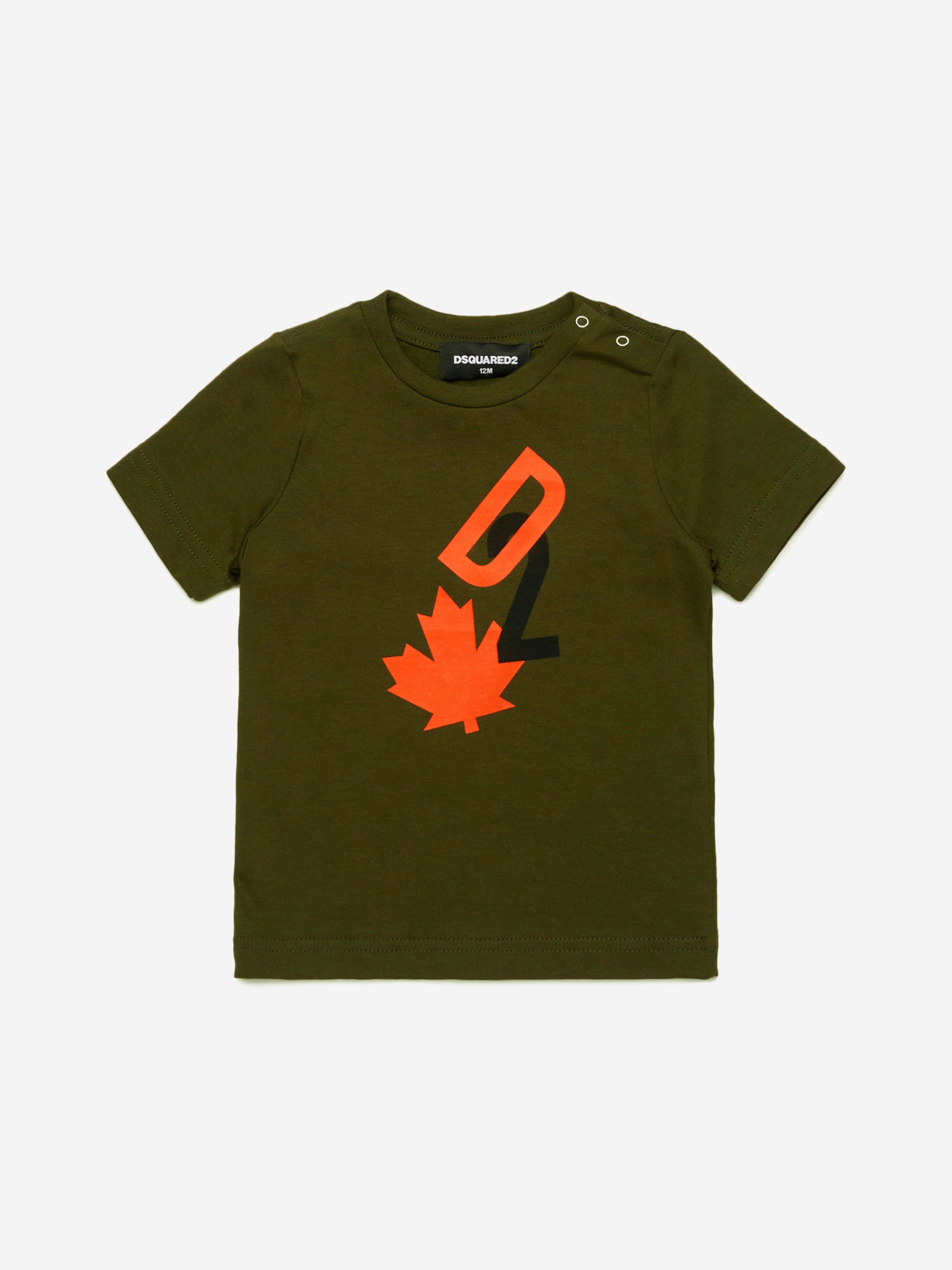 Dsquared2 Baby Maple Leaf Logo T-Shirt in Green