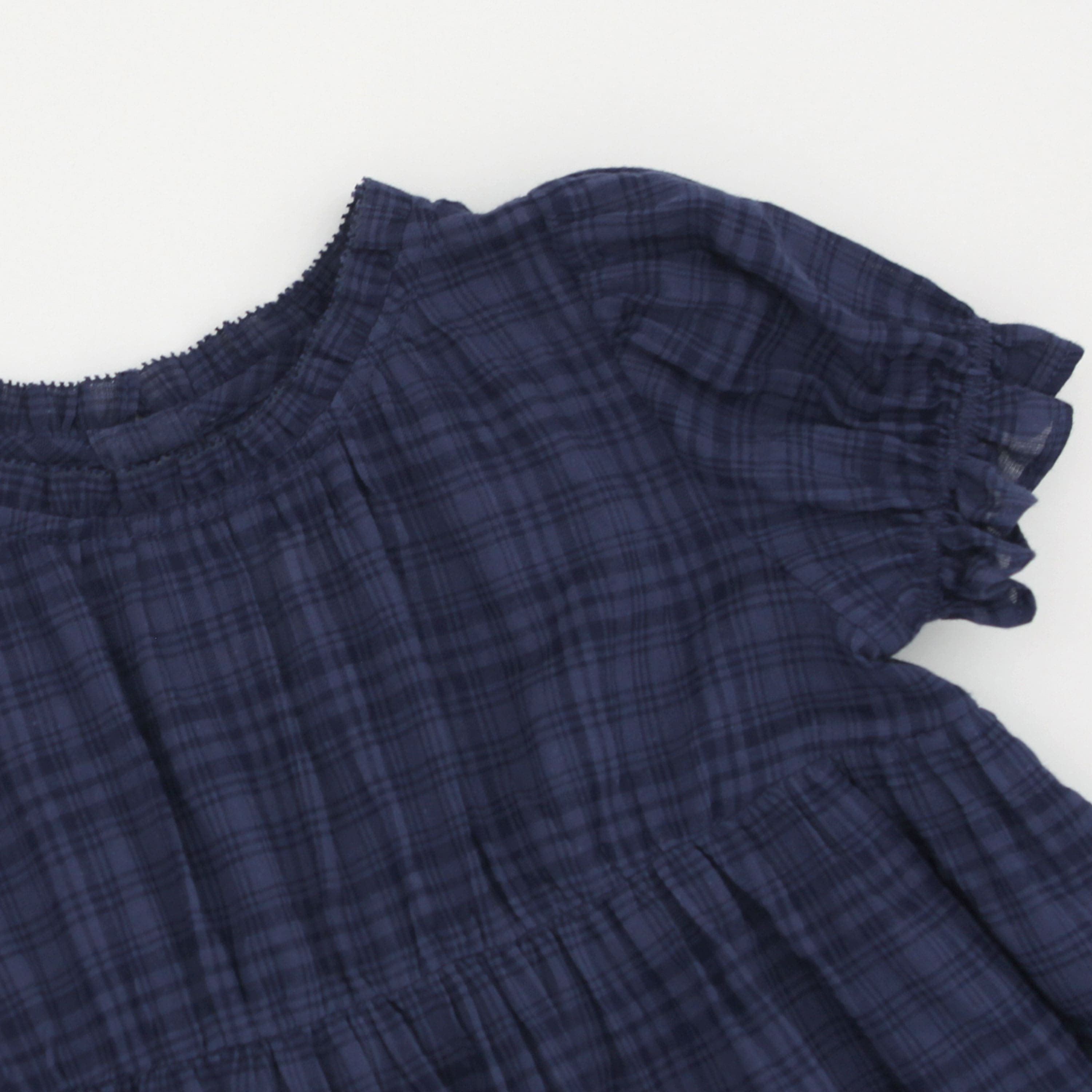 Girls Blue Check Cotton Dress
