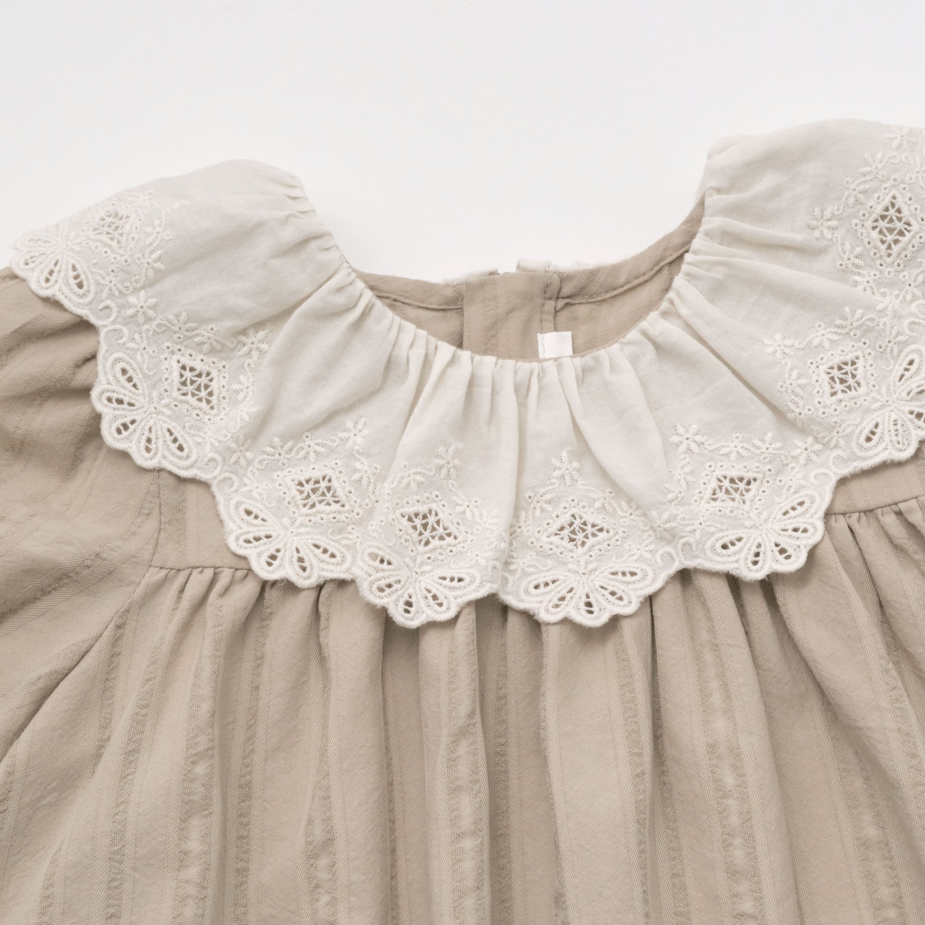 Girls Khaki Ruffled Cotton Dress