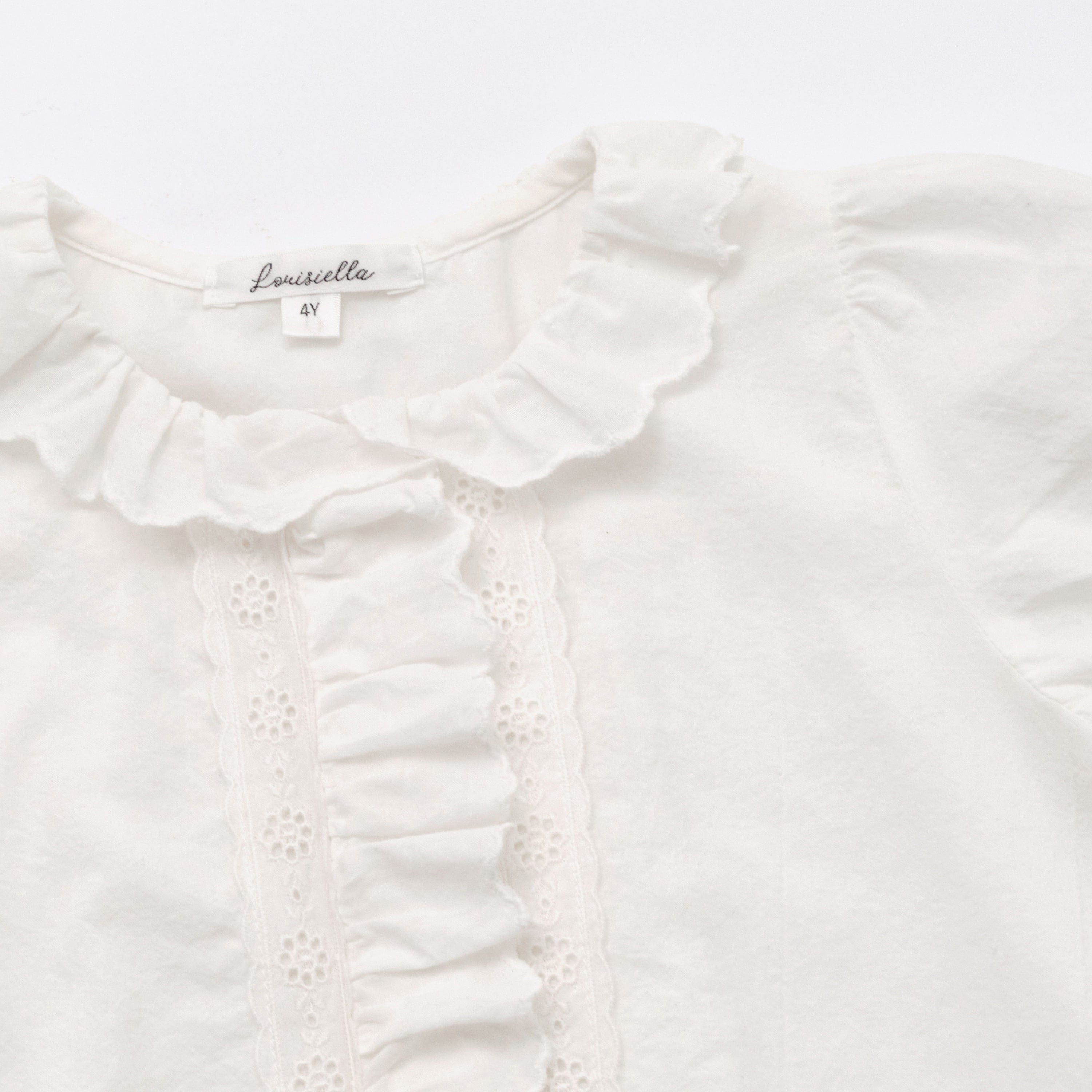 Girls White Embroidered Cotton Shirt