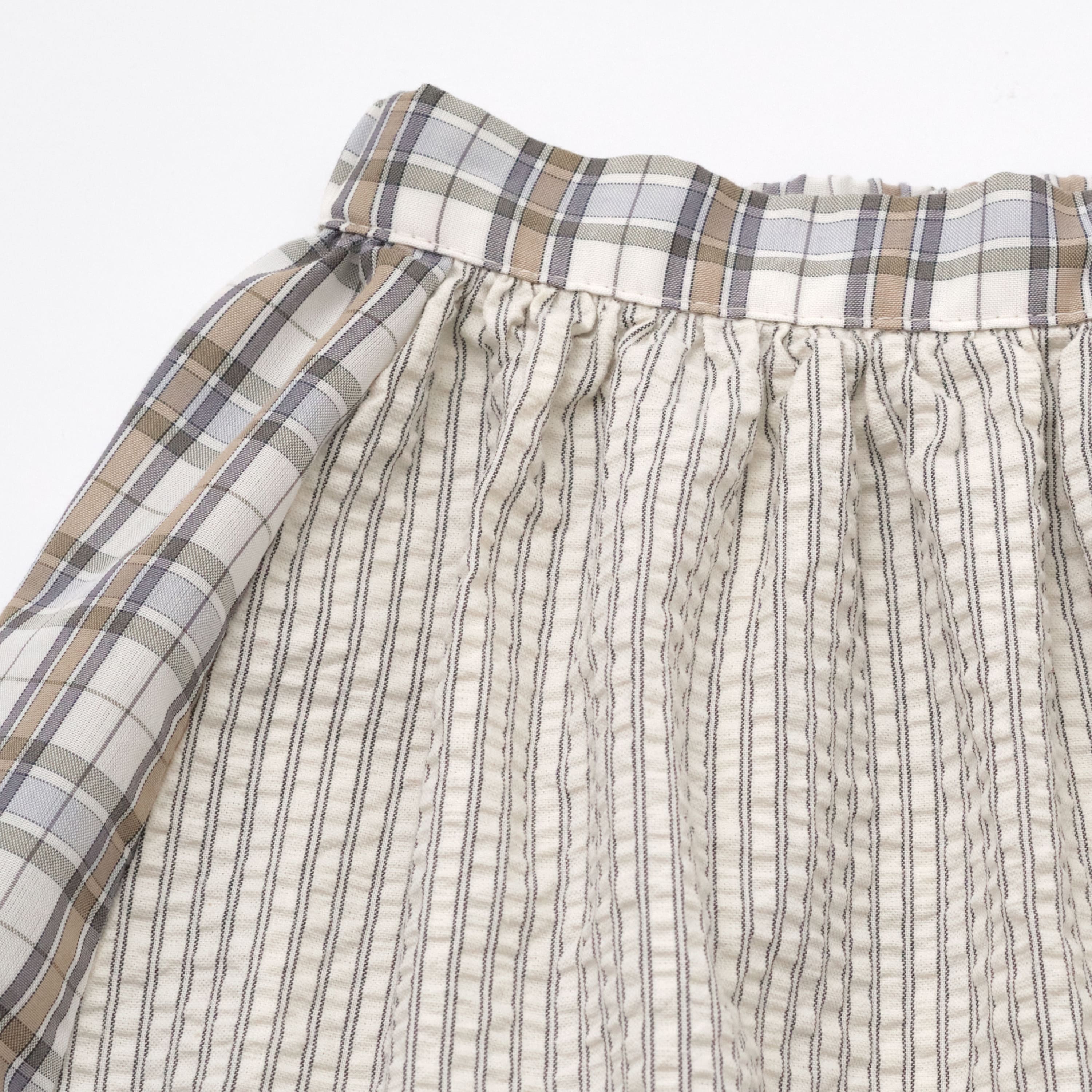 Girls Brown Check Splicing Skirt