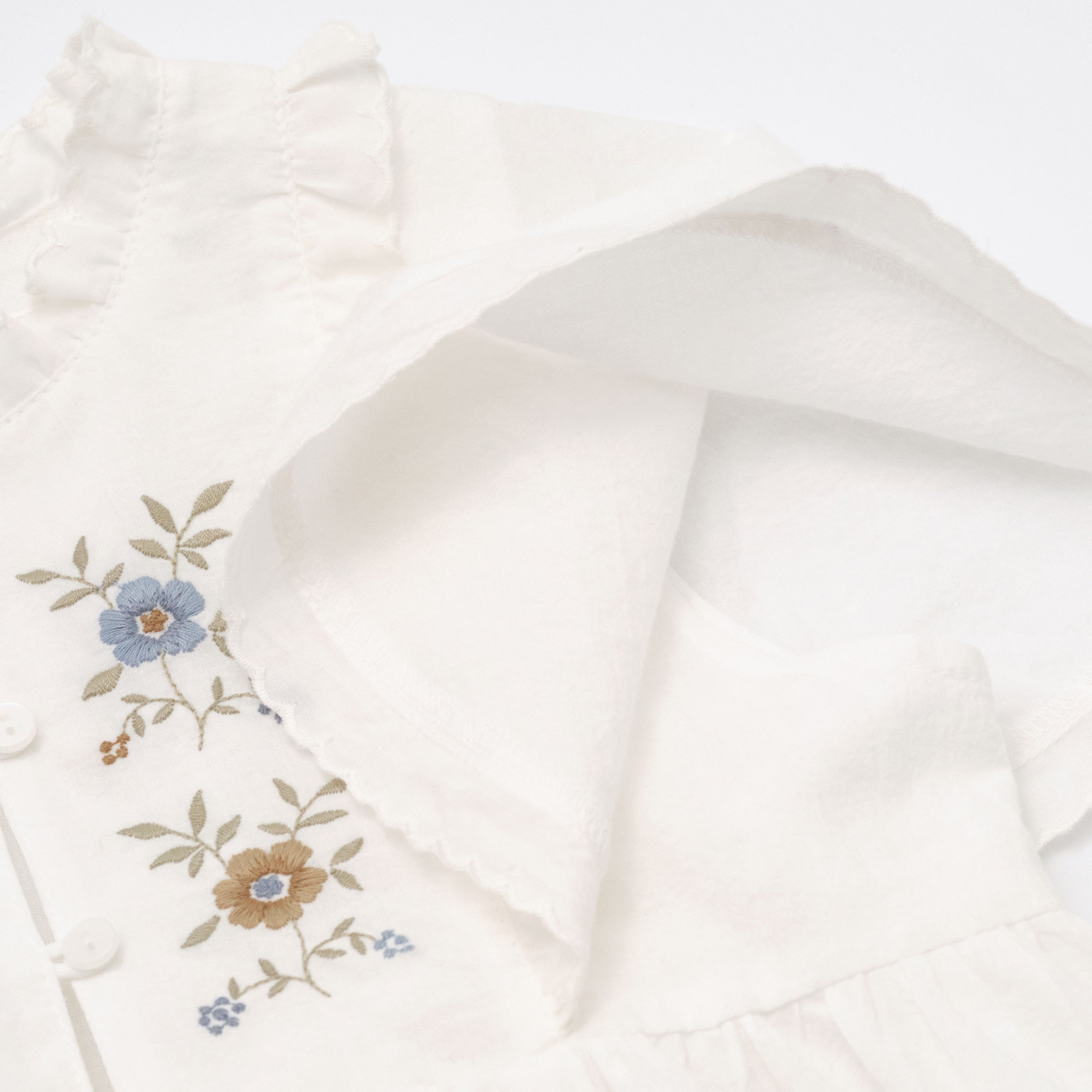 Girls White Embroidered Cotton Dress