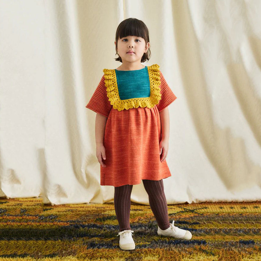 Girls Orange Cotton Dress