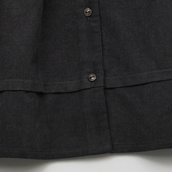 Girls Charcoal Embroidered Corduroy Dress