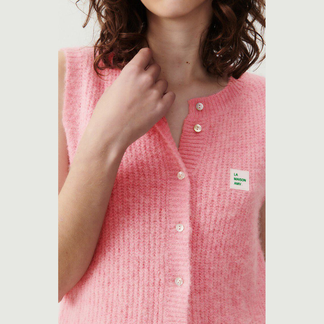 Women Pink Knit Gilet