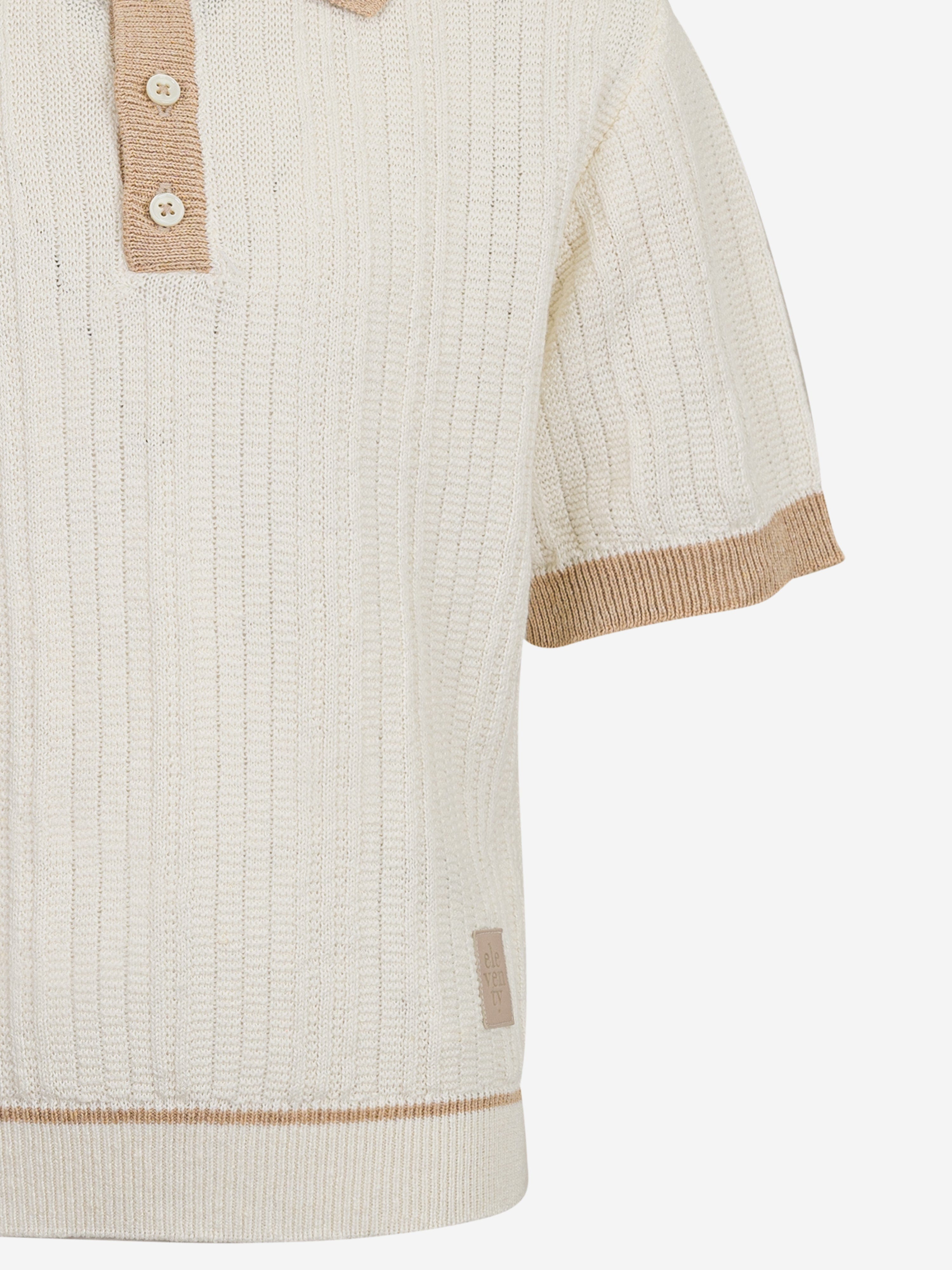 Boys Linen Knitted Polo Shirt in Ivory
