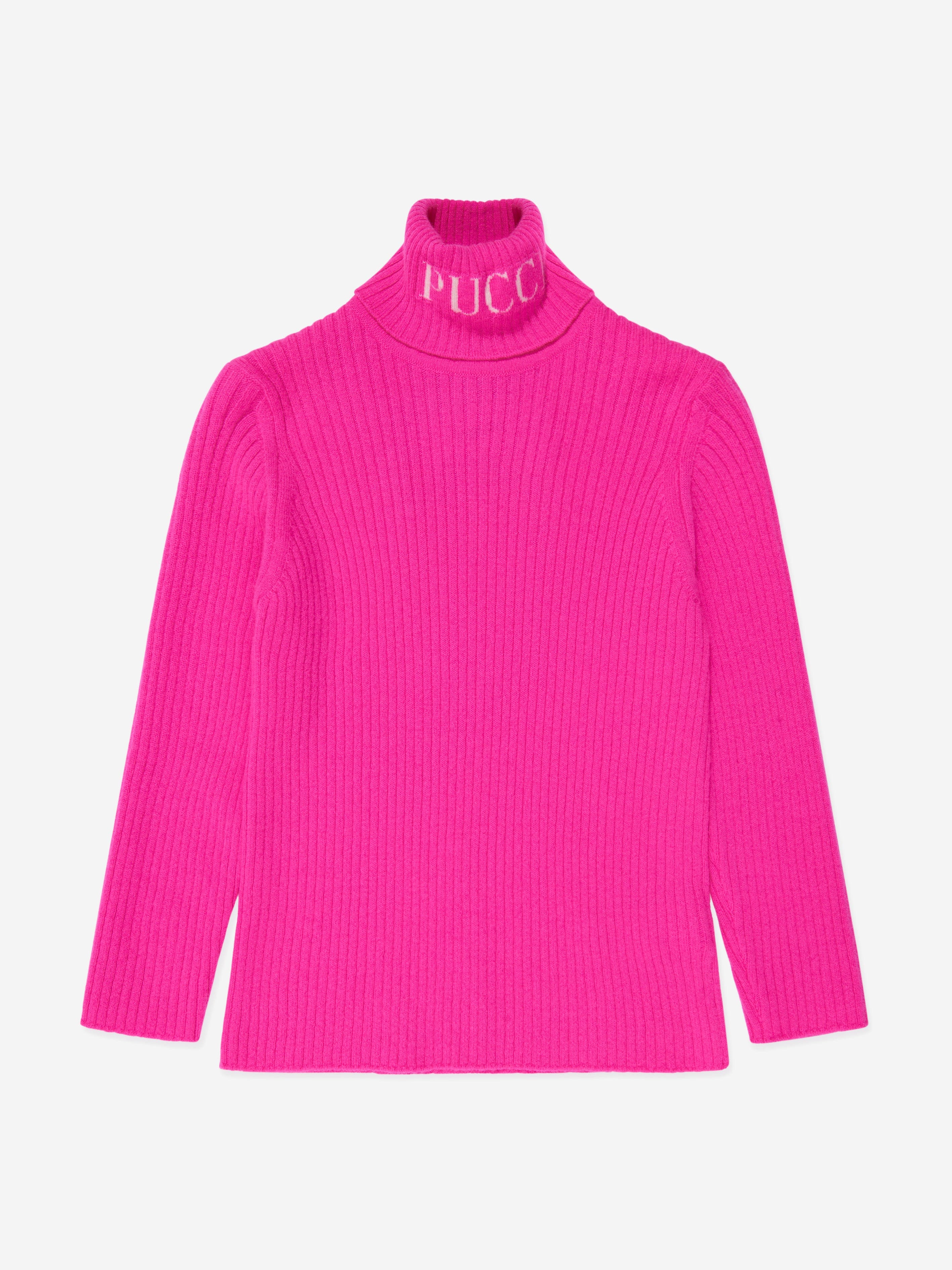 Pucci Girls Roll Neck Knitted Jumper in Pink