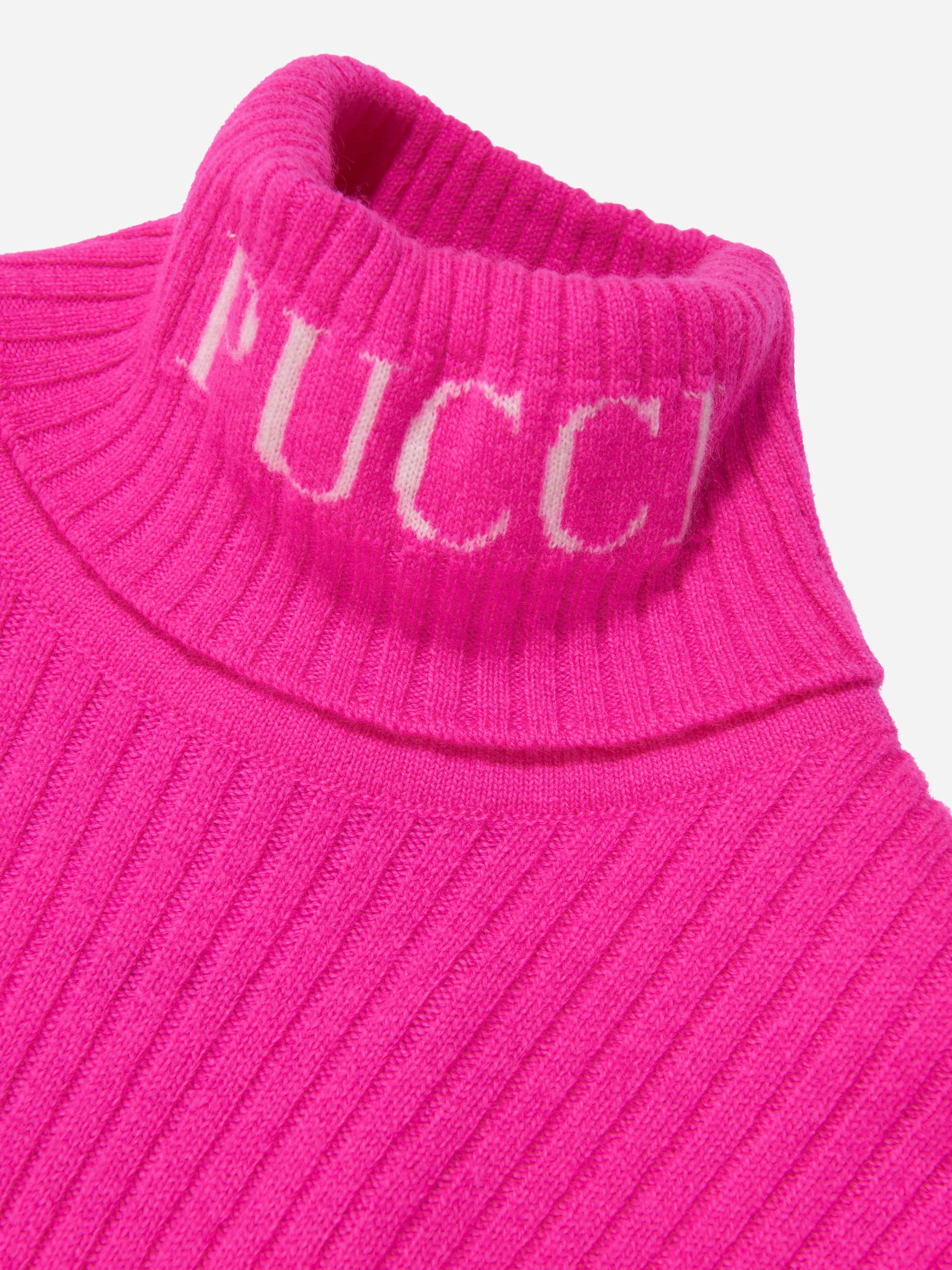 Pucci Girls Roll Neck Knitted Jumper in Pink