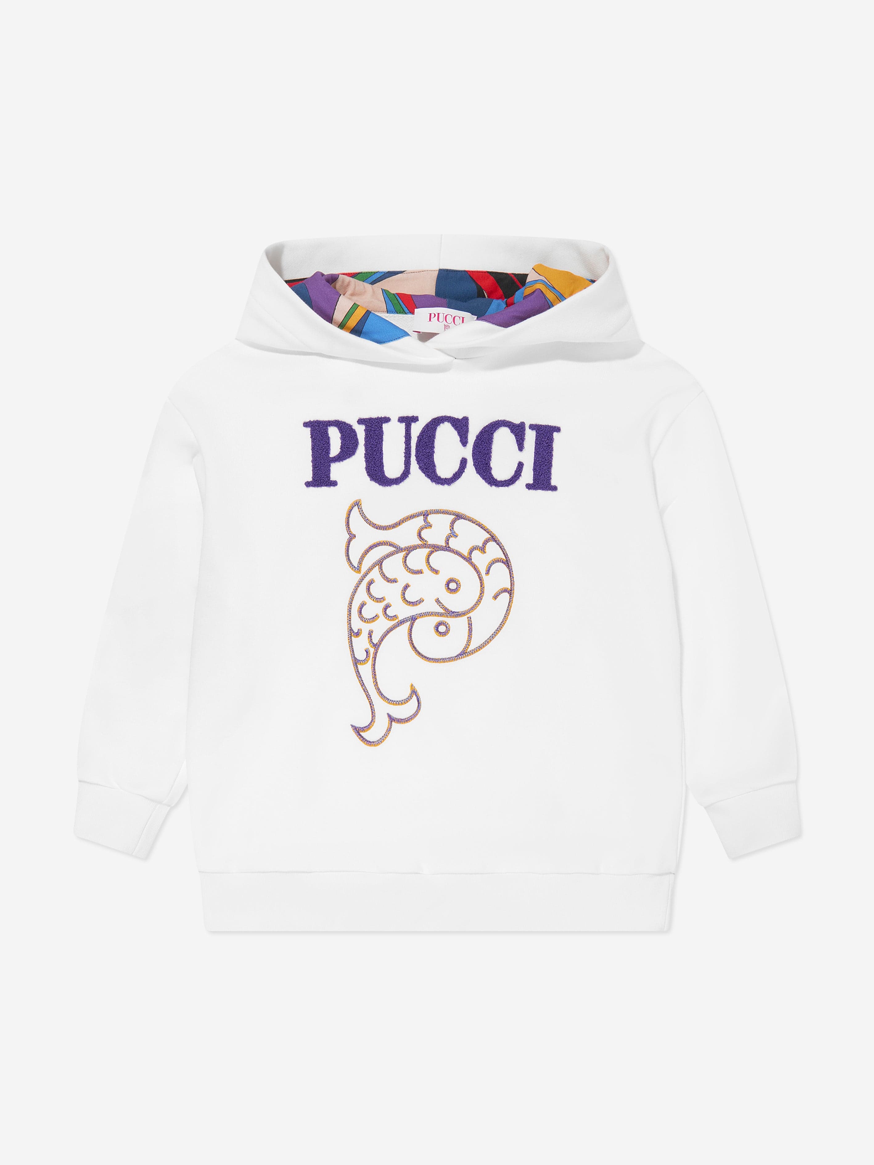 Pucci Girls Logo Hoodie in Ivory