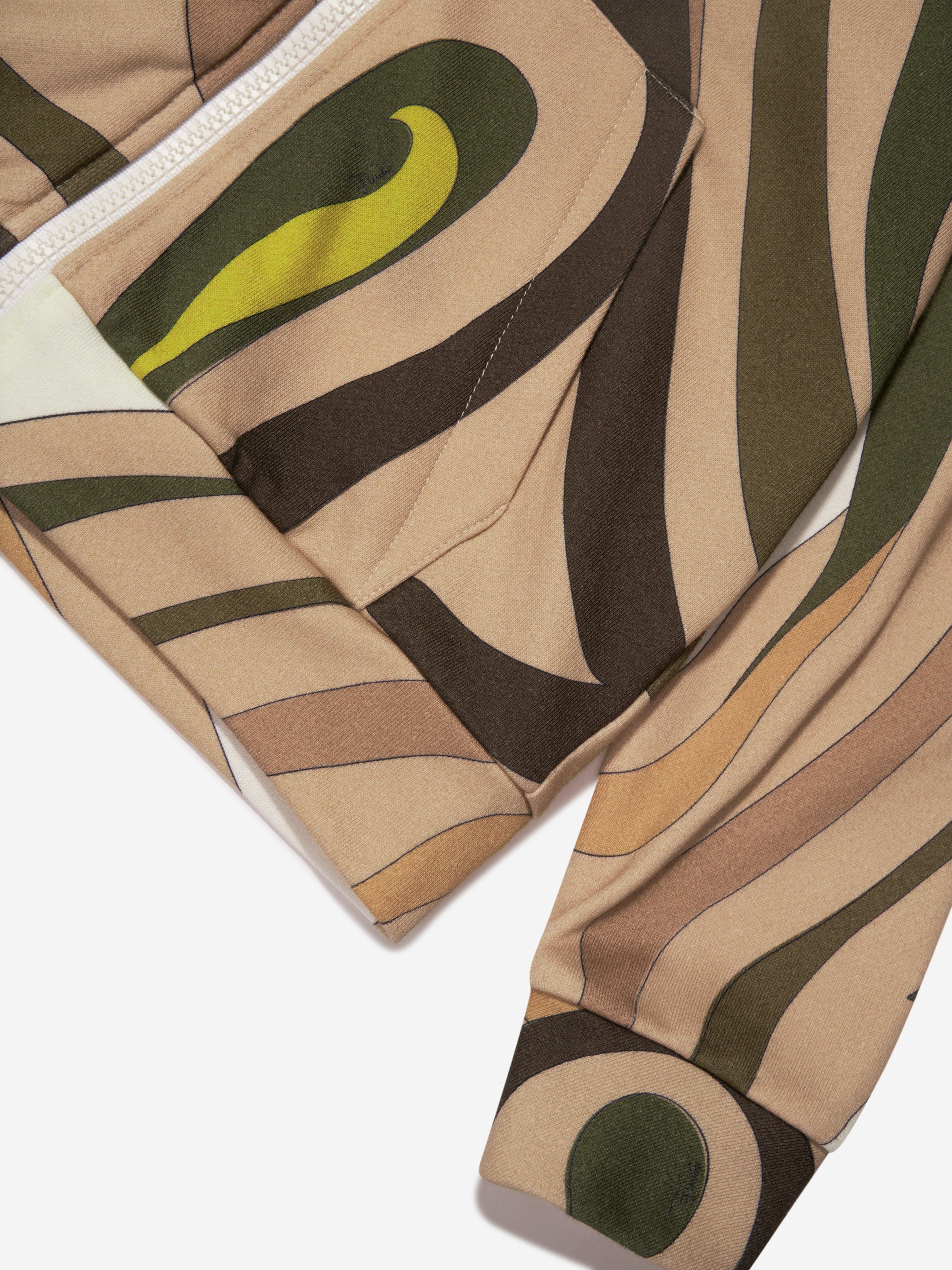 Pucci Girls Marmo Zip Up Hoodie in Green