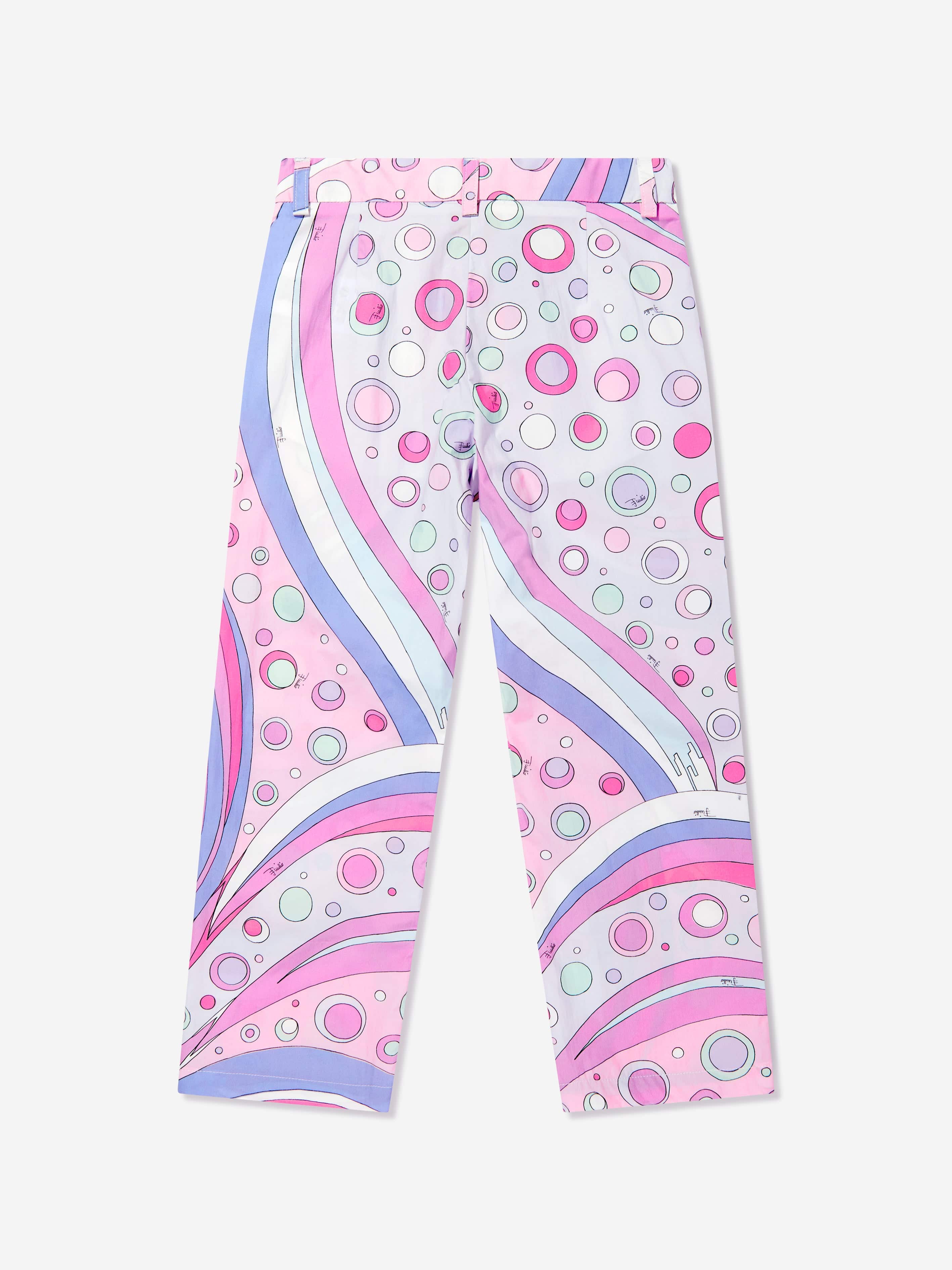 Girls Cotton Fontane Print Trousers in Pink