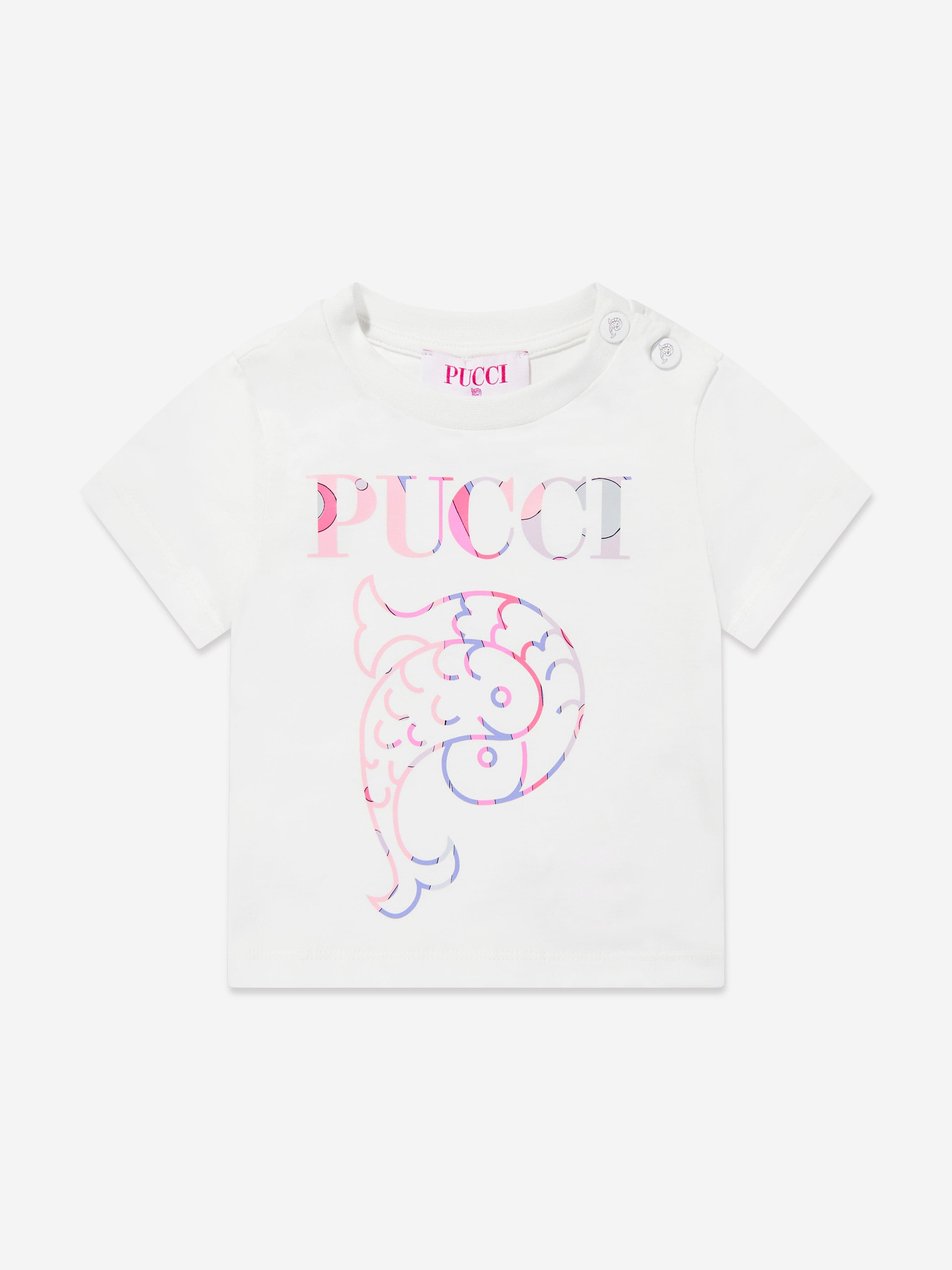 Baby Girls Logo Print T-Shirt in Ivory