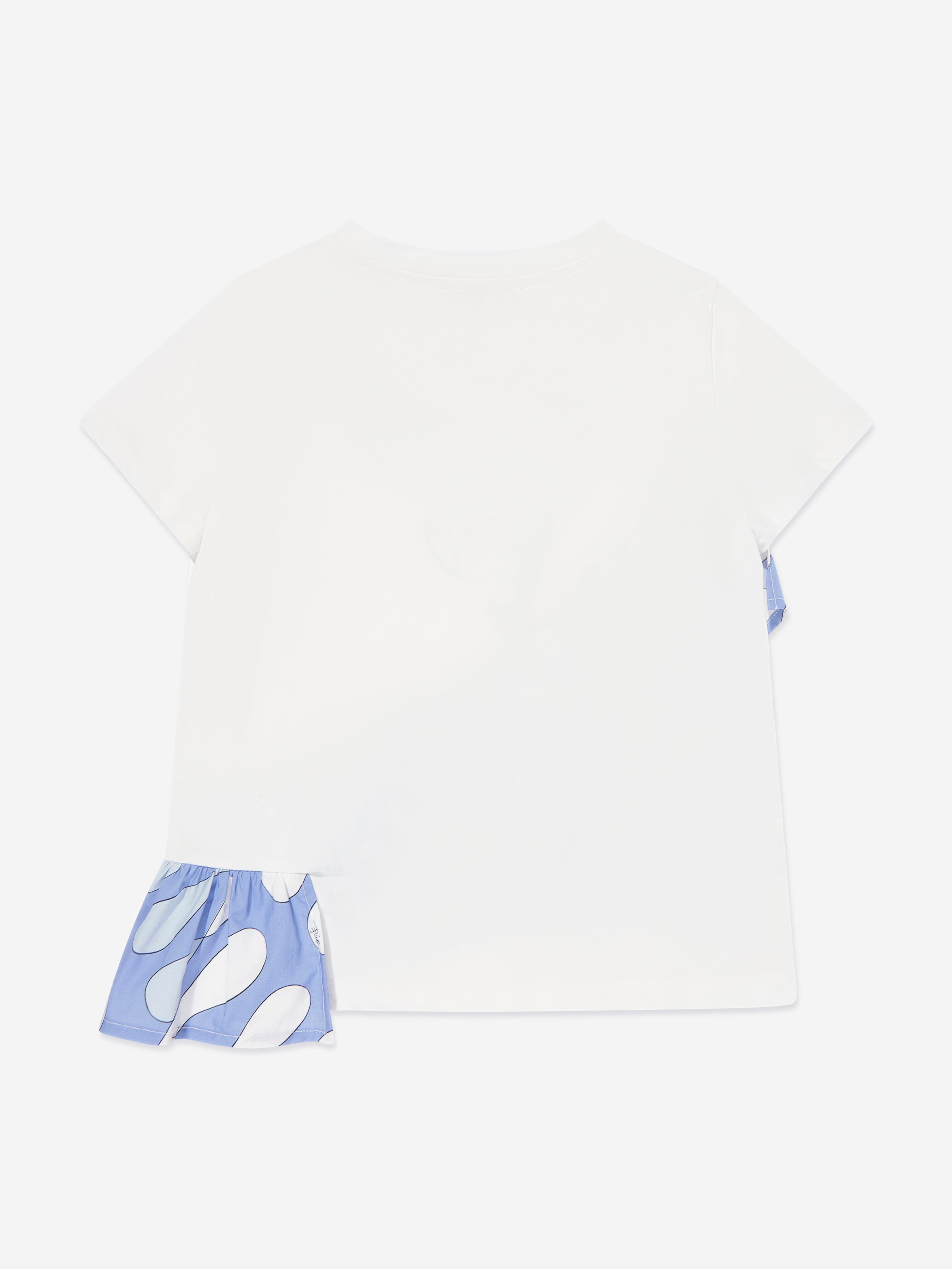 Girls Ruffle Jersey T-Shirt in Ivory