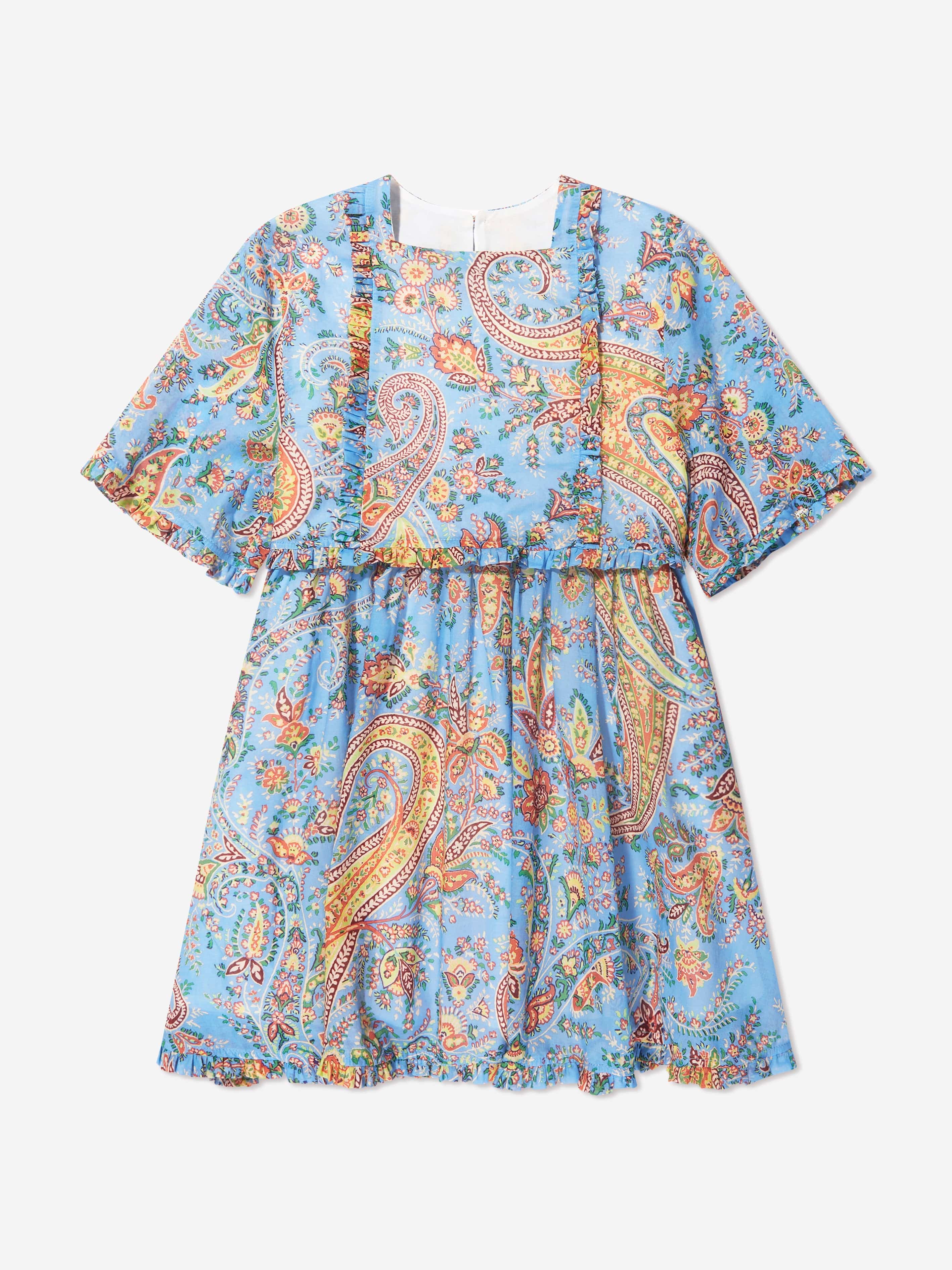 Etro Girls Floral Paisley Dress in Bluw