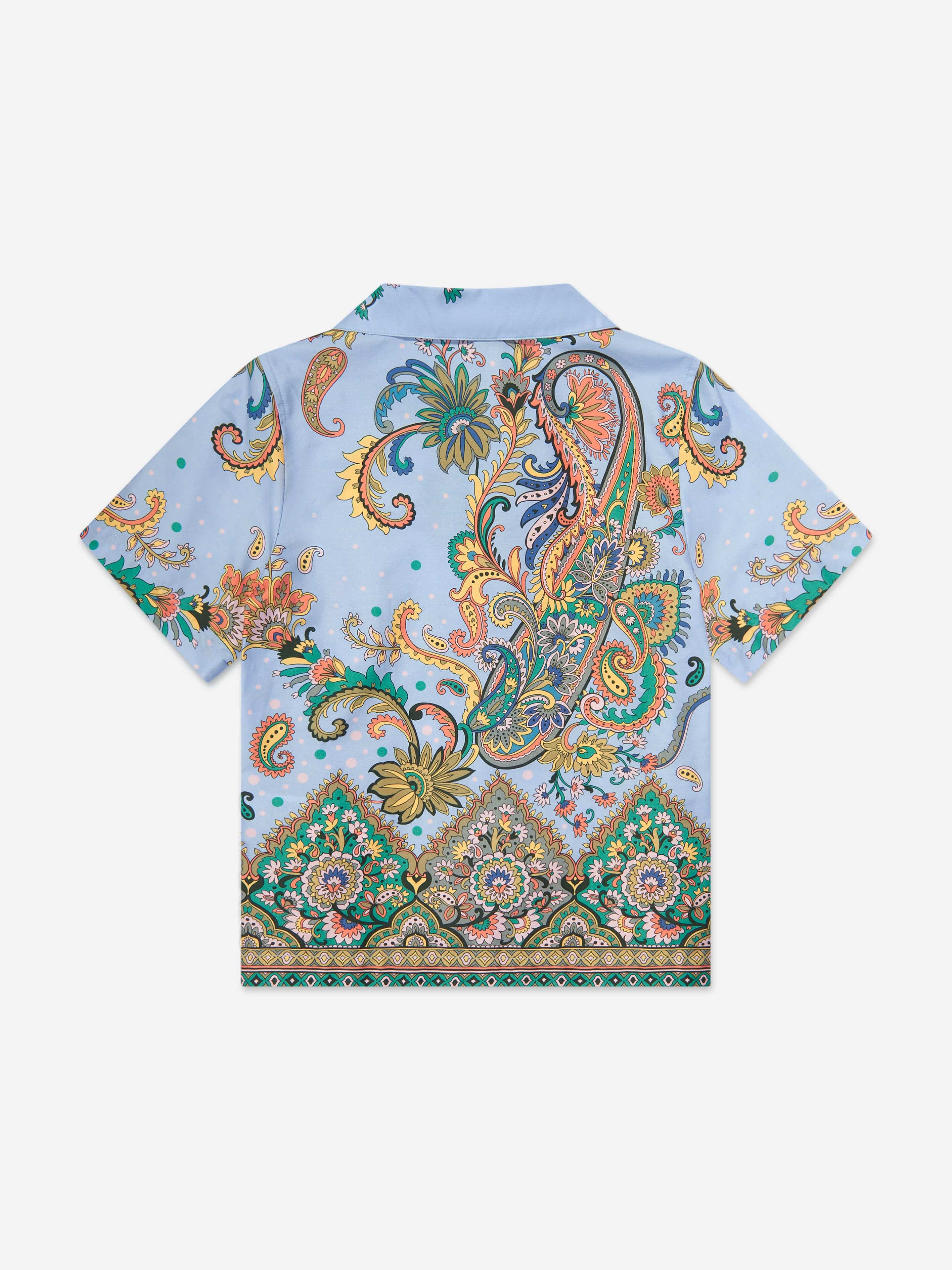 Boys Paisley Print Shirt in Blue