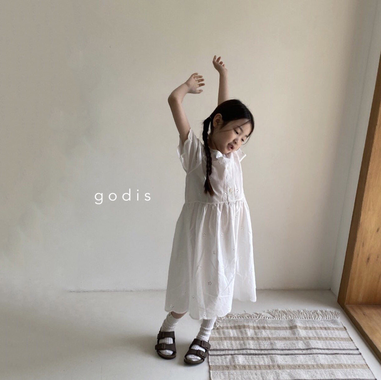 Girls White Embroidered Cotton Dress