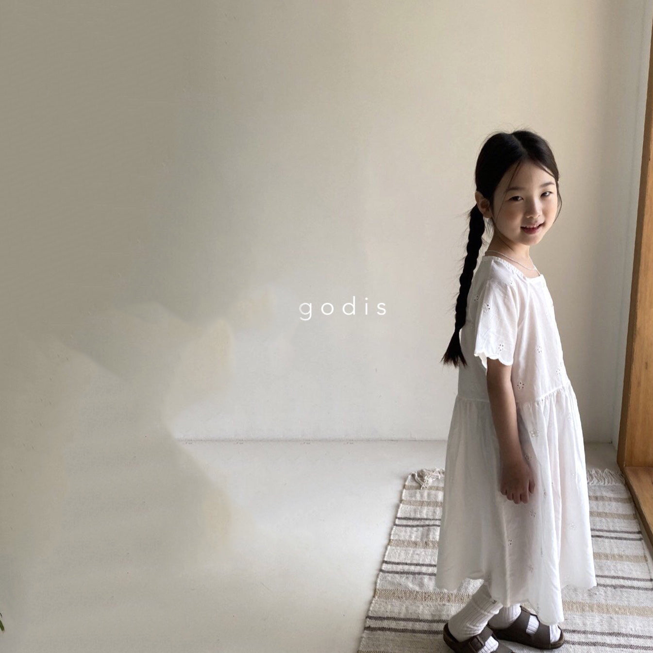 Girls White Embroidered Cotton Dress