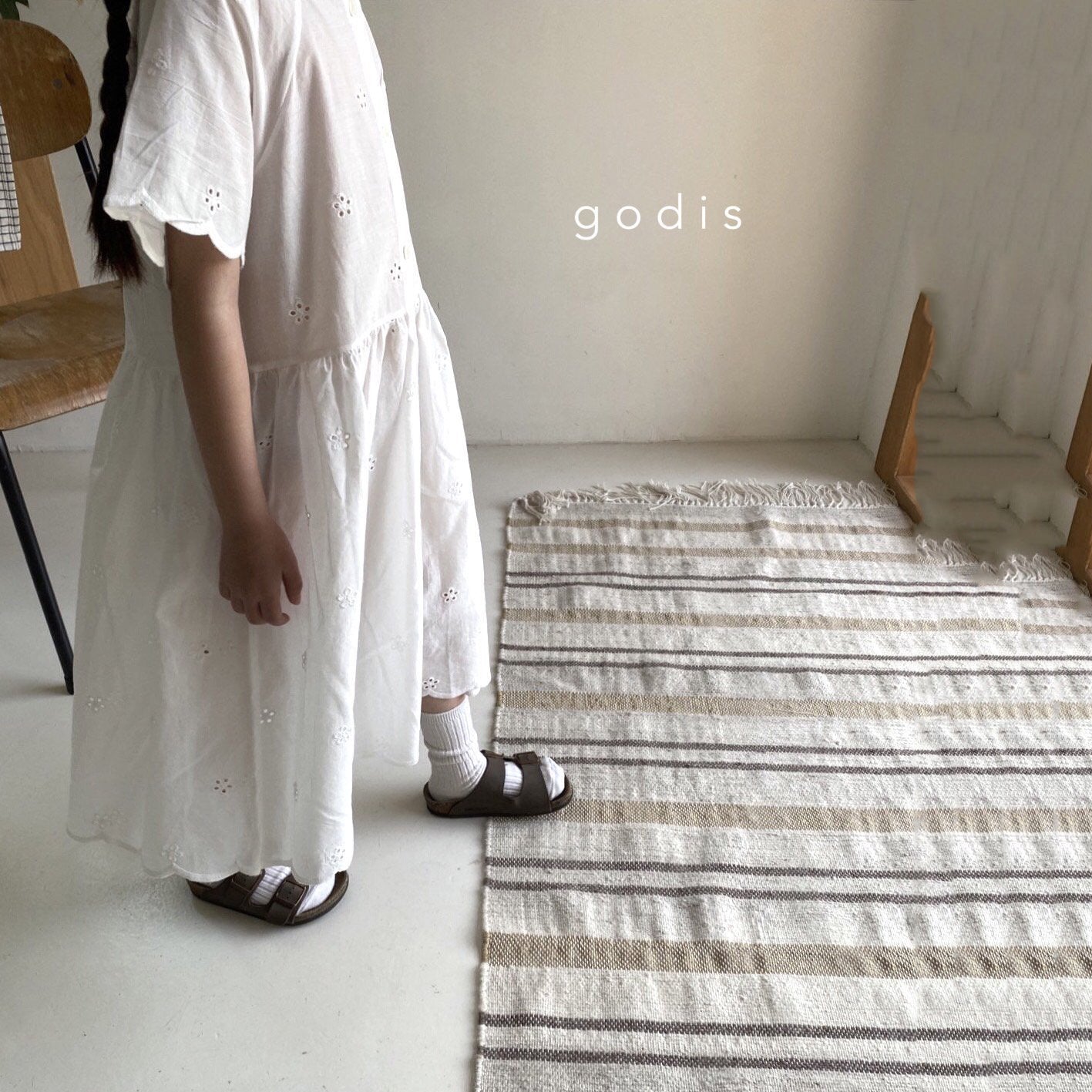 Girls White Embroidered Cotton Dress