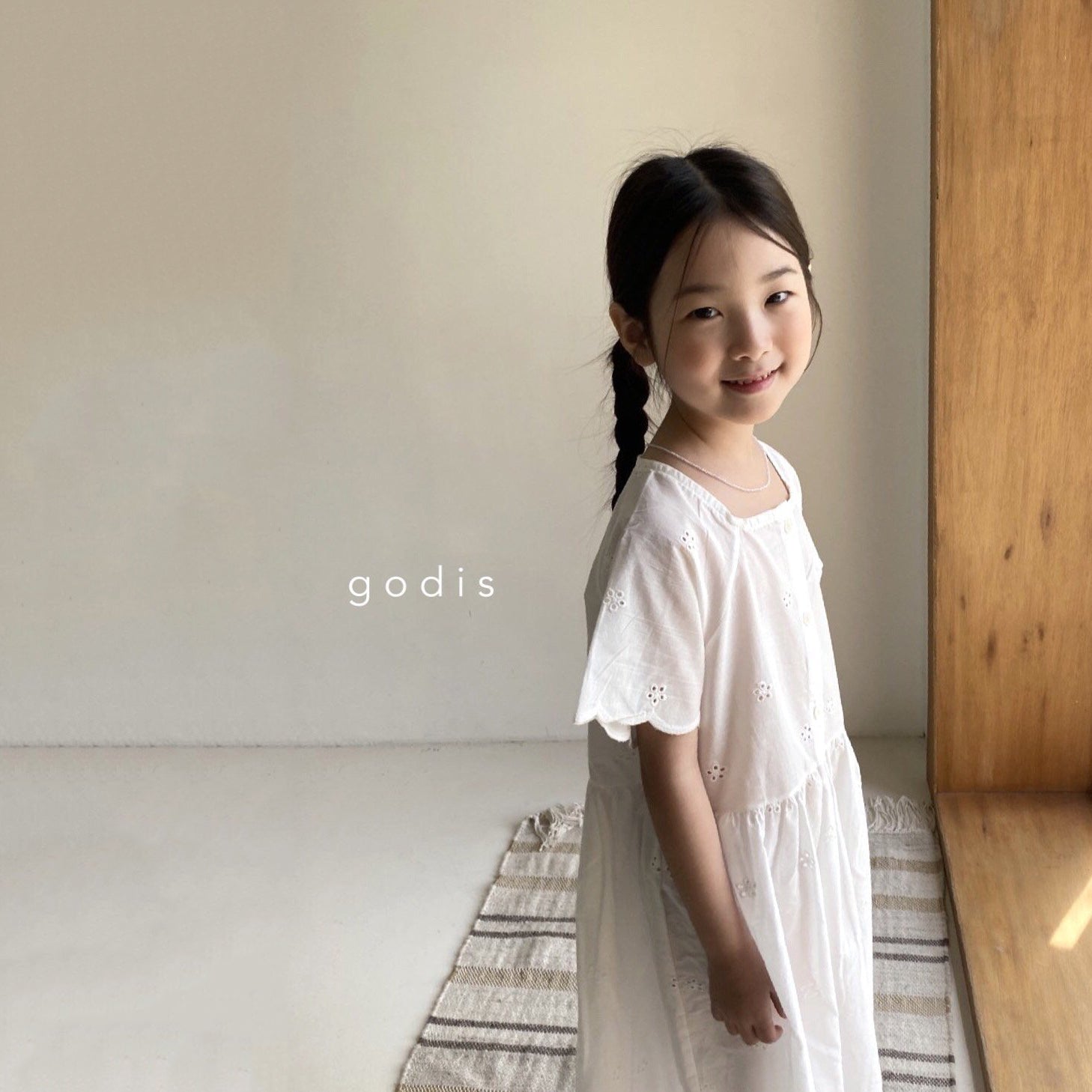 Girls White Embroidered Cotton Dress
