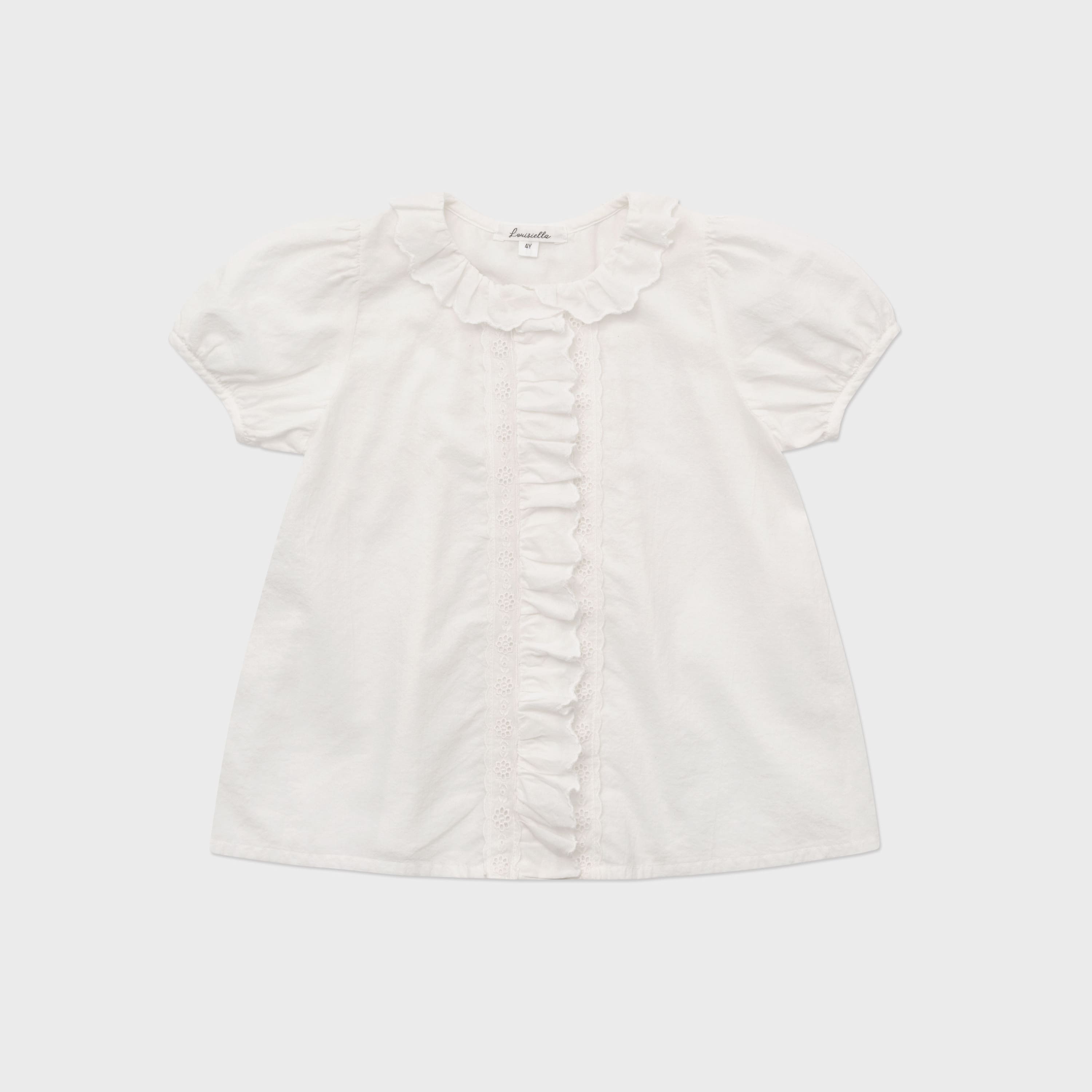Girls White Embroidered Cotton Shirt