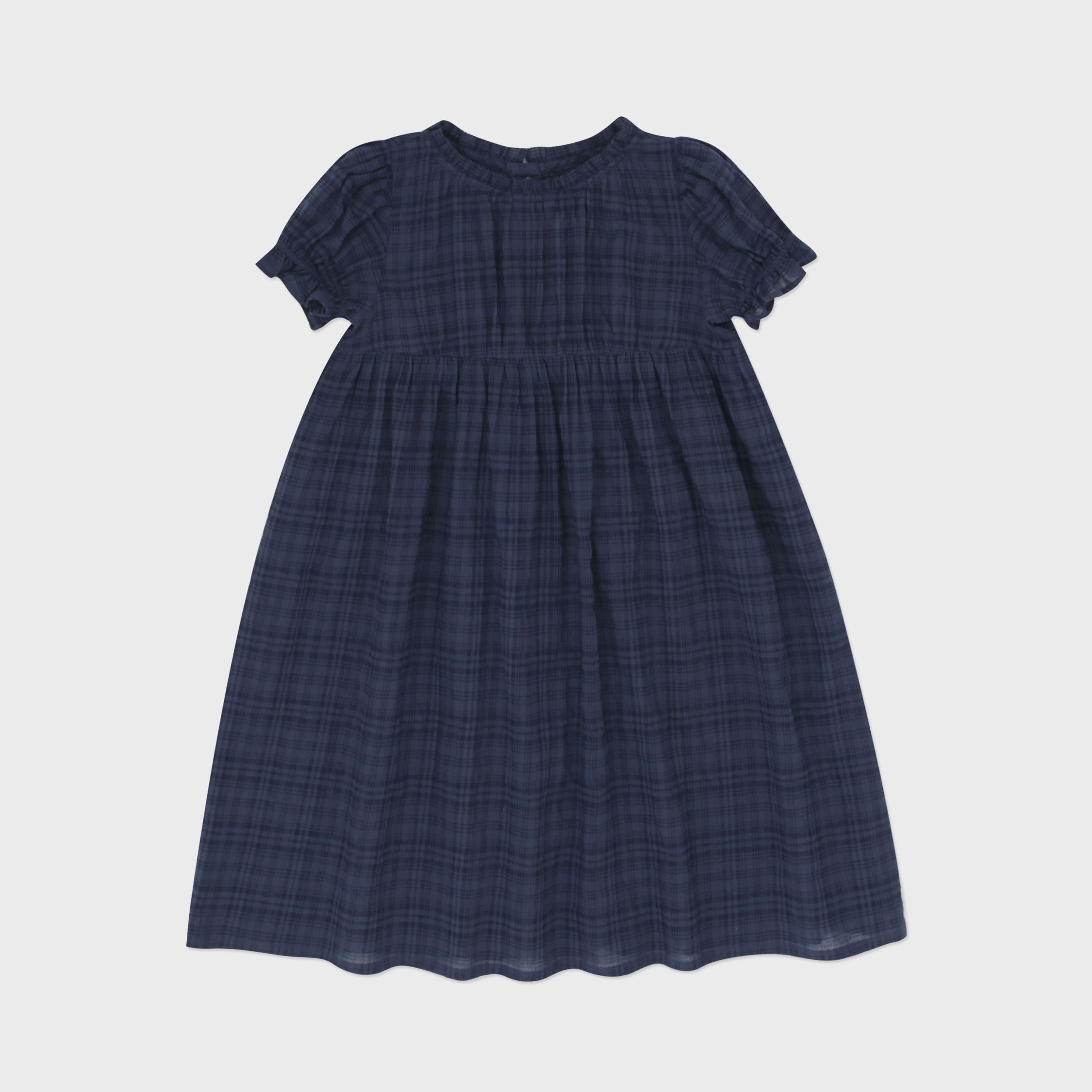 Girls Blue Check Cotton Dress