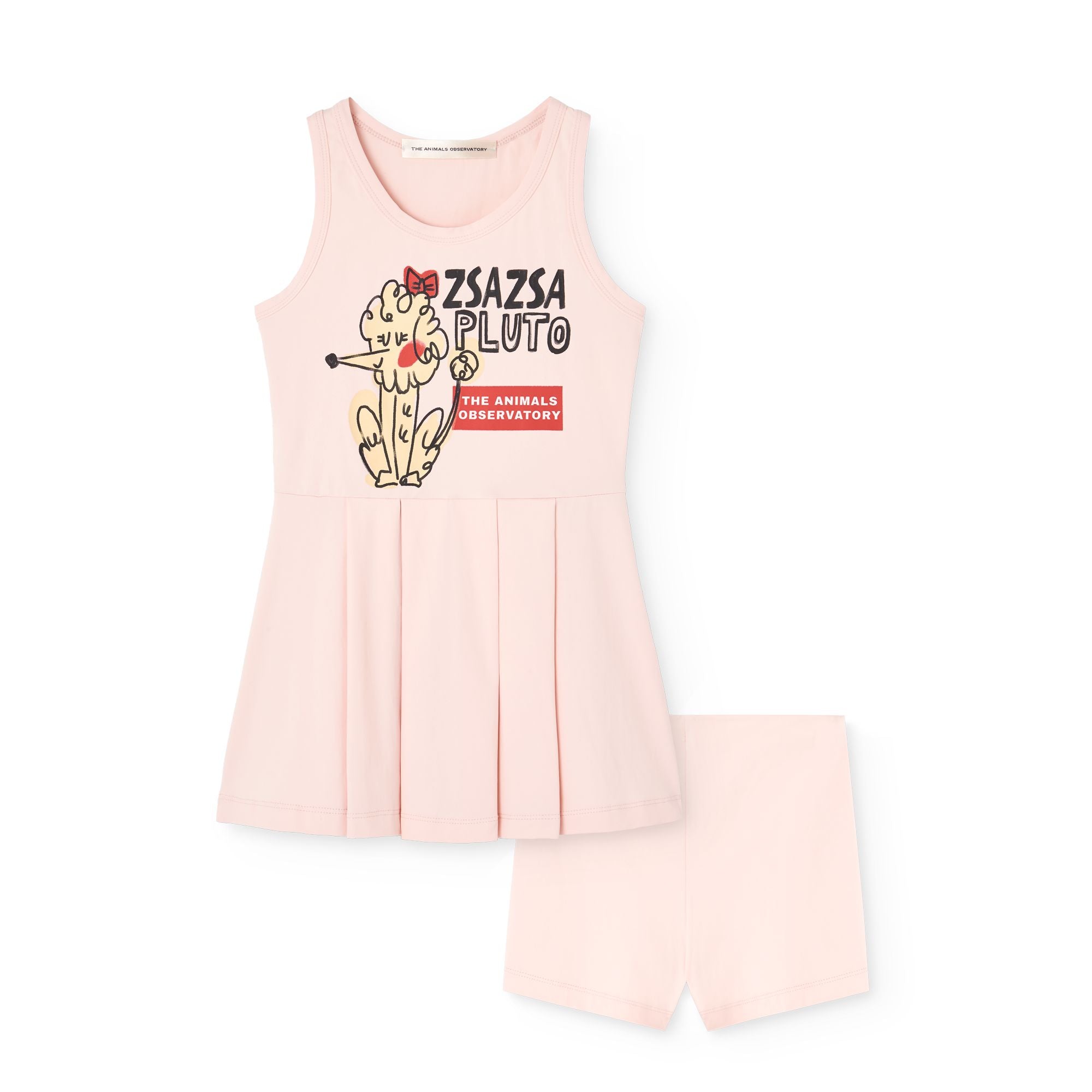 Girls Light Pink Printed Dress Set