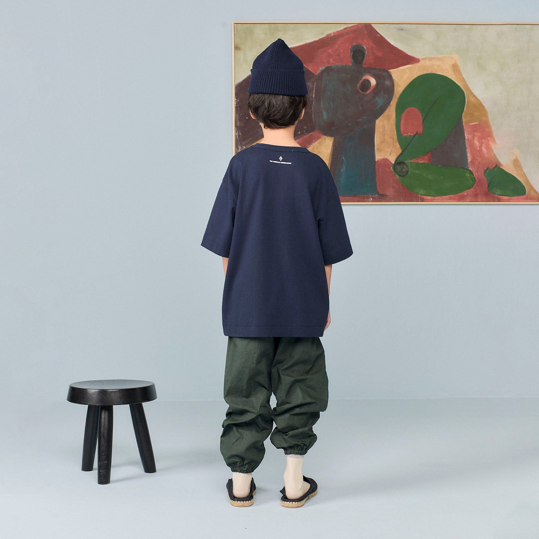 Boys & Girls Navy Cloud Printed Cotton T-Shirt