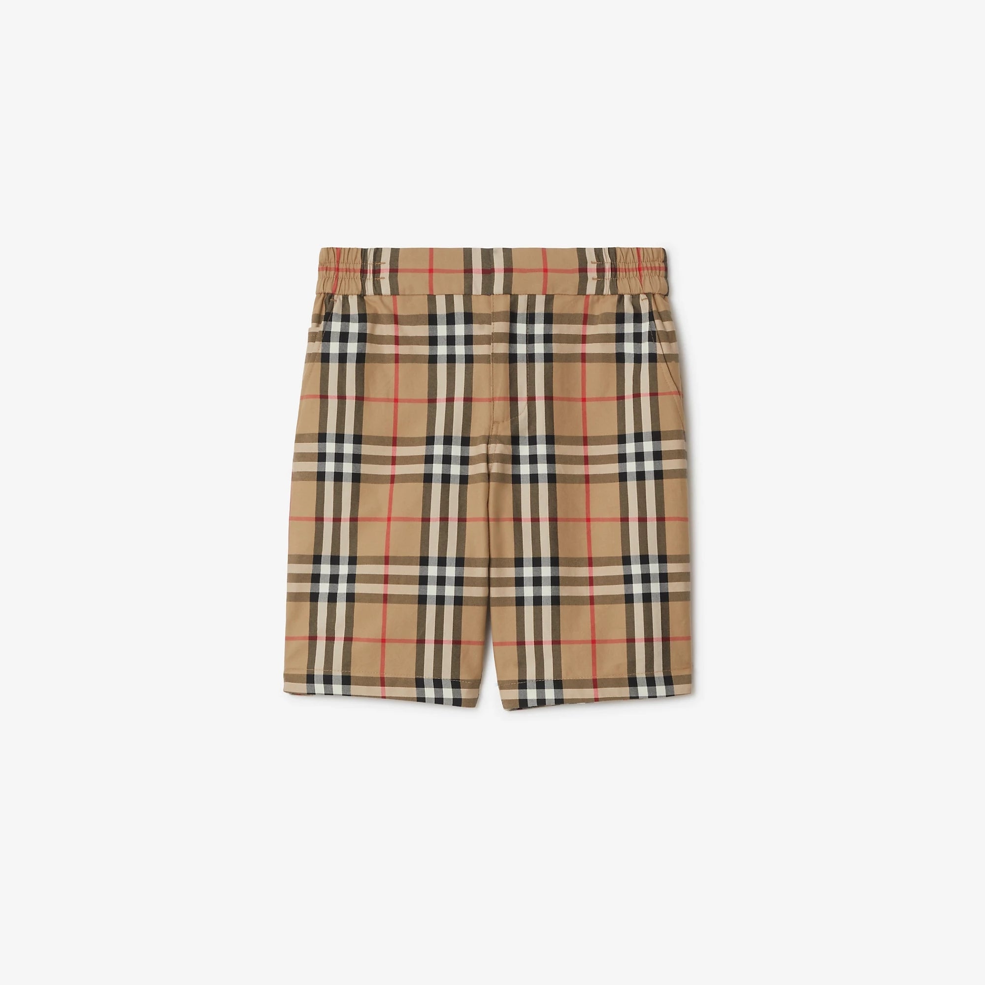 Boys Beige Check Cotton Shorts