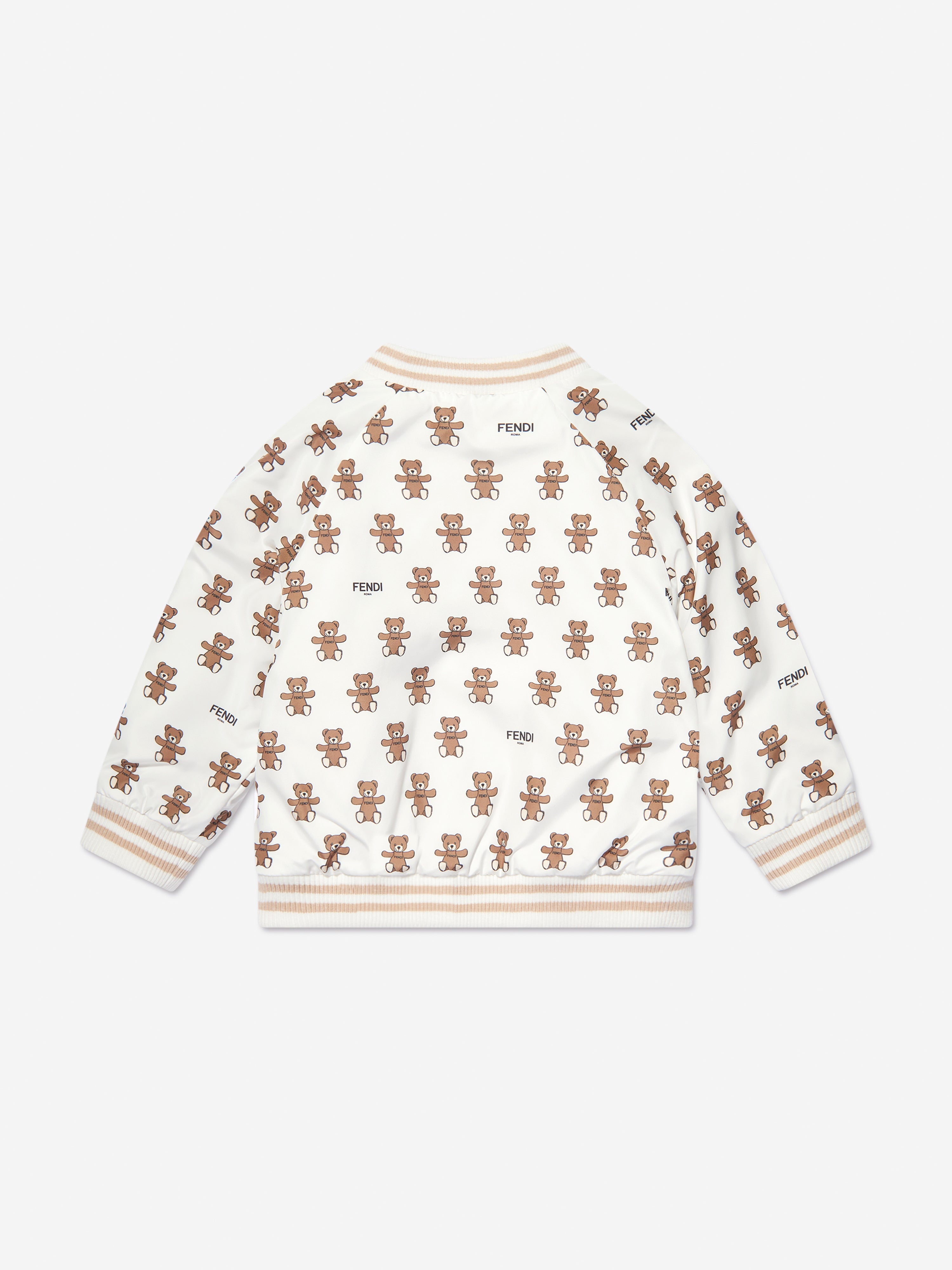 Baby Reversible Bear Zip Up in White