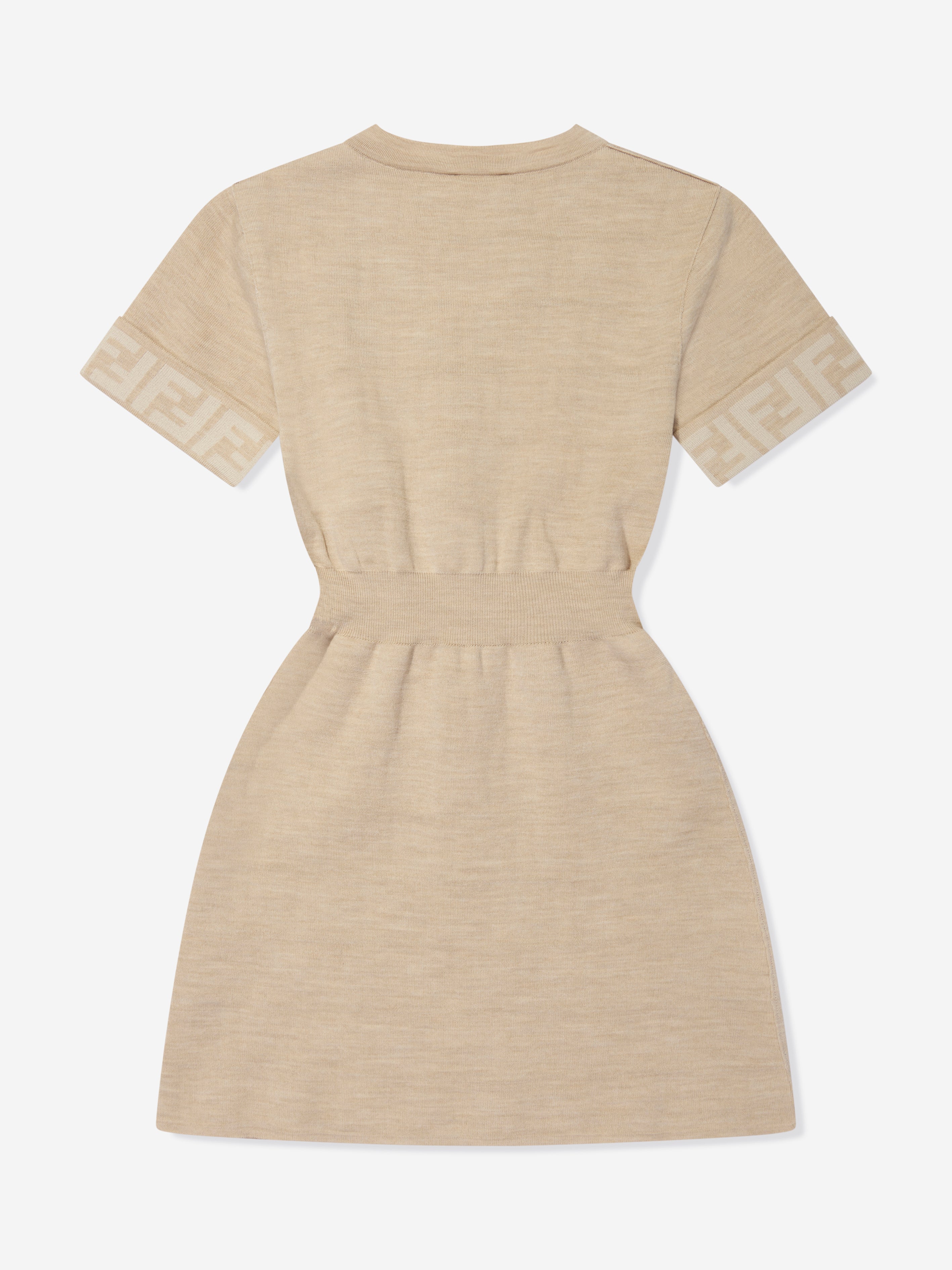 Girls Knitted FF Logo Dress in Brown