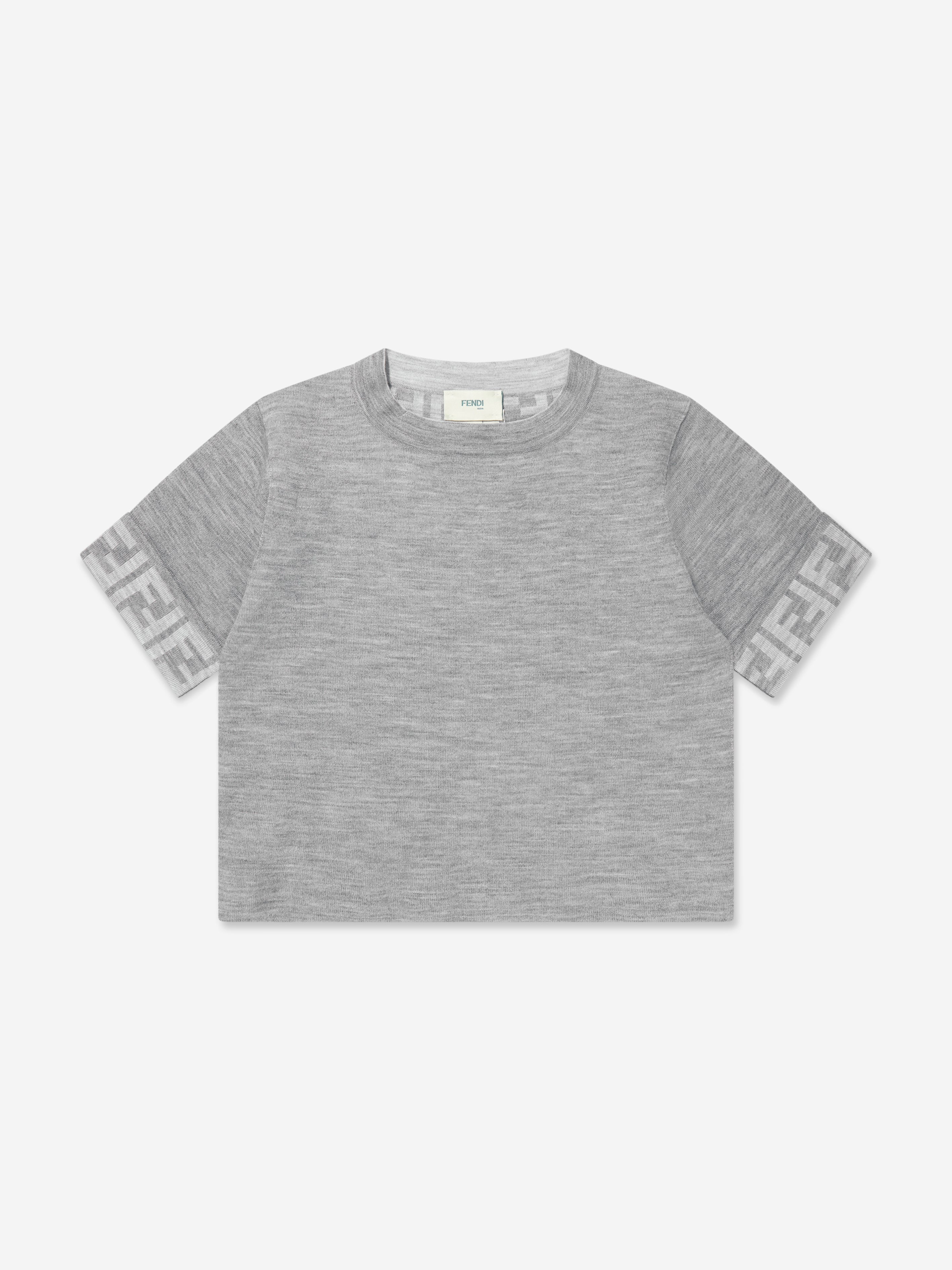 Girls Knitted FF Logo Jumper in Grey