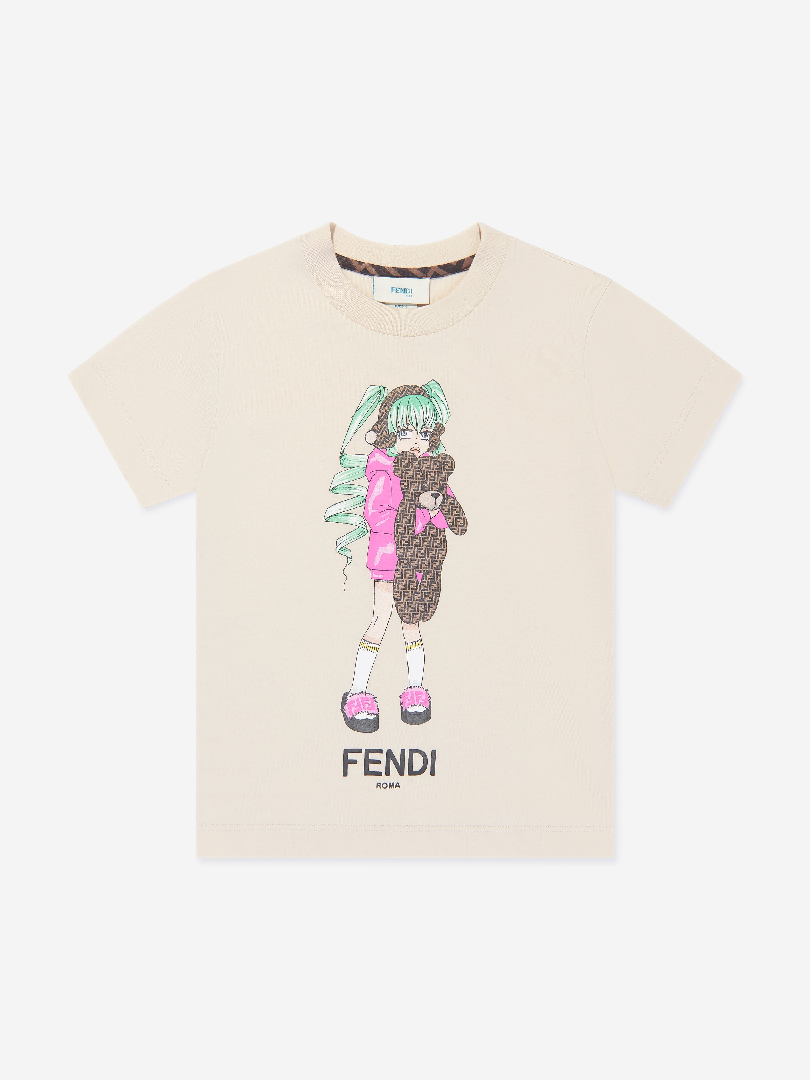 Girls Graphic Print T-Shirt in Beige