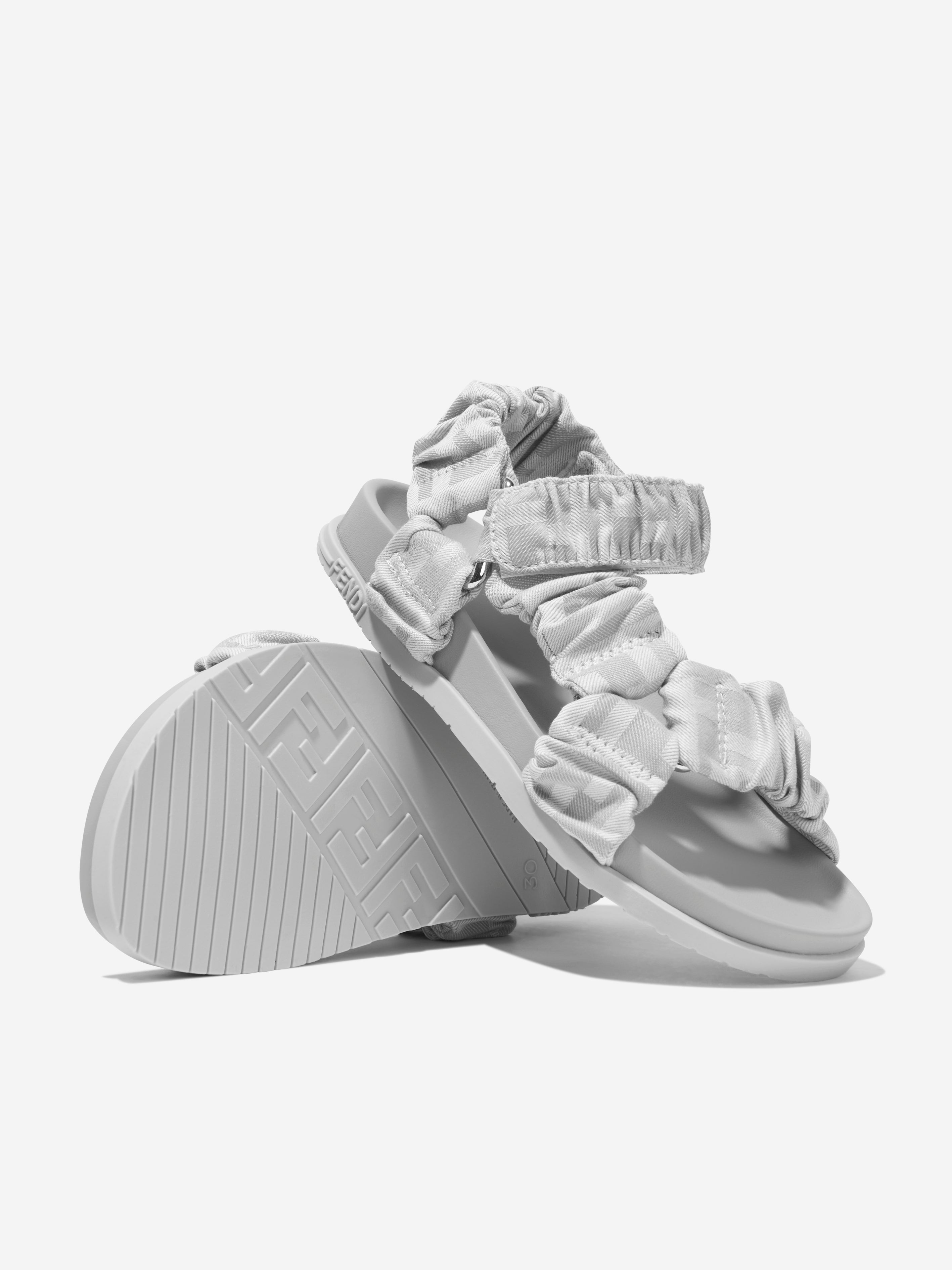 Kids FF Logo Sandals in Grey