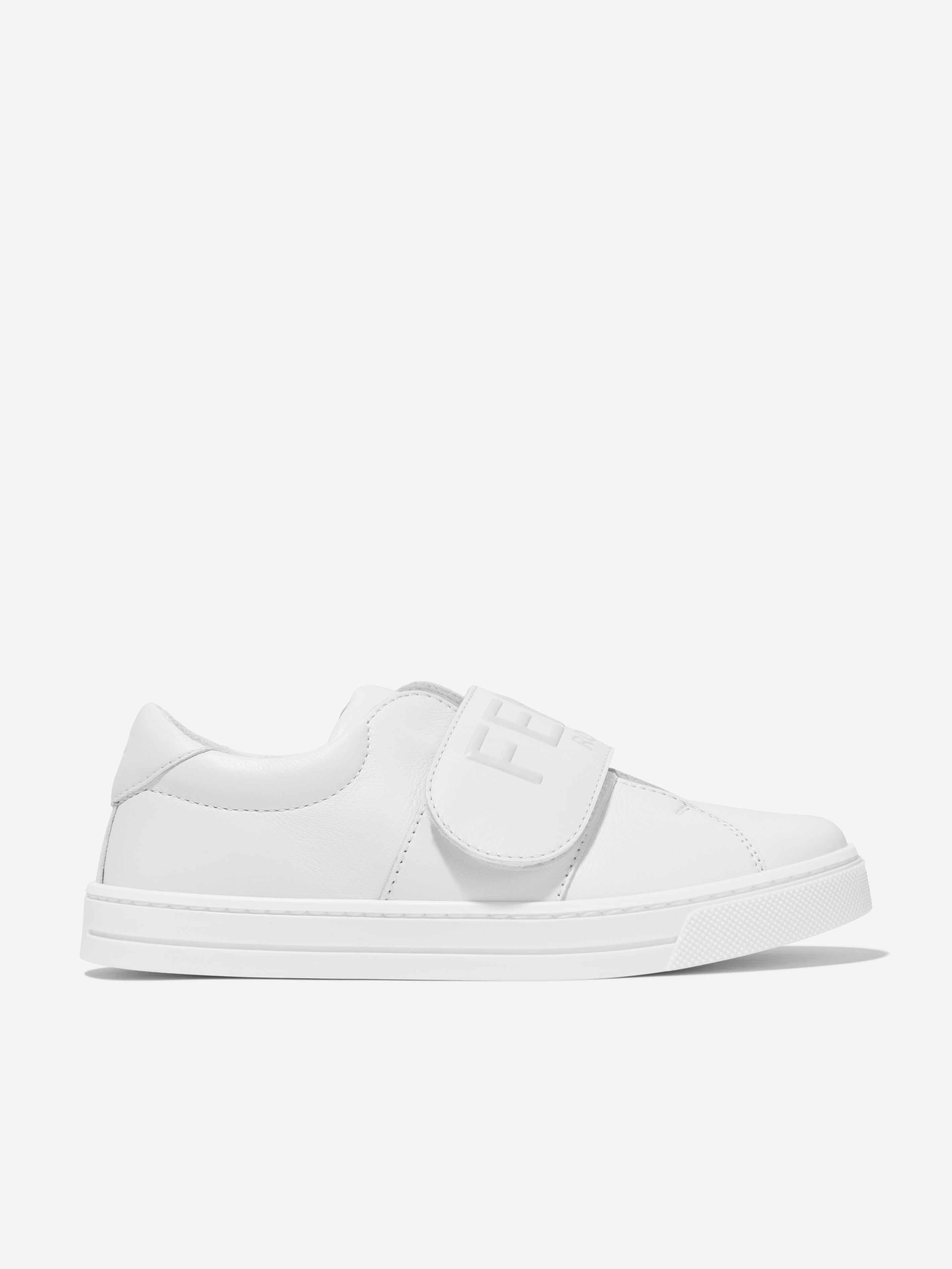 Kids Leather Logo Trainers in White