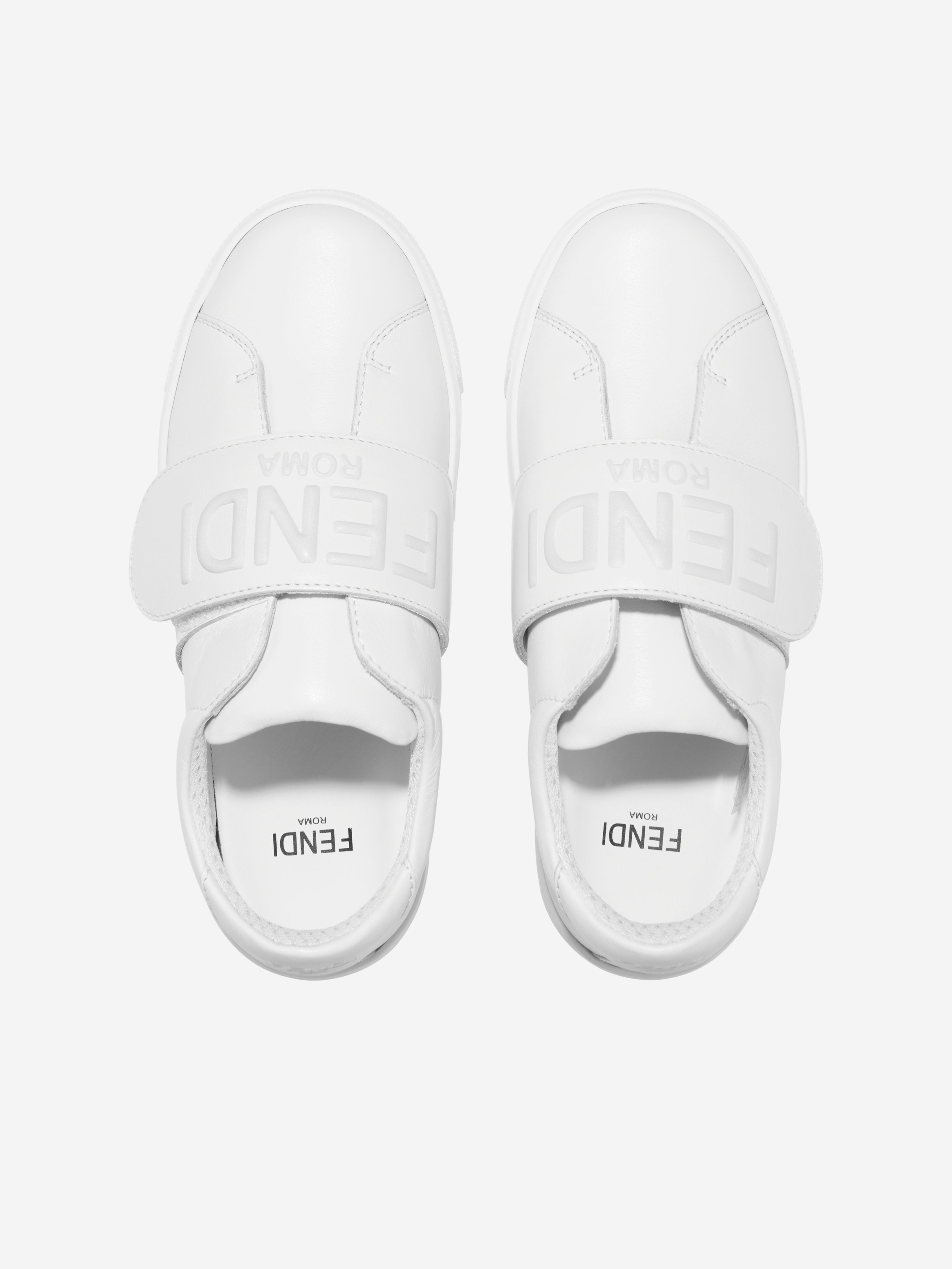 Kids Leather Logo Trainers in White