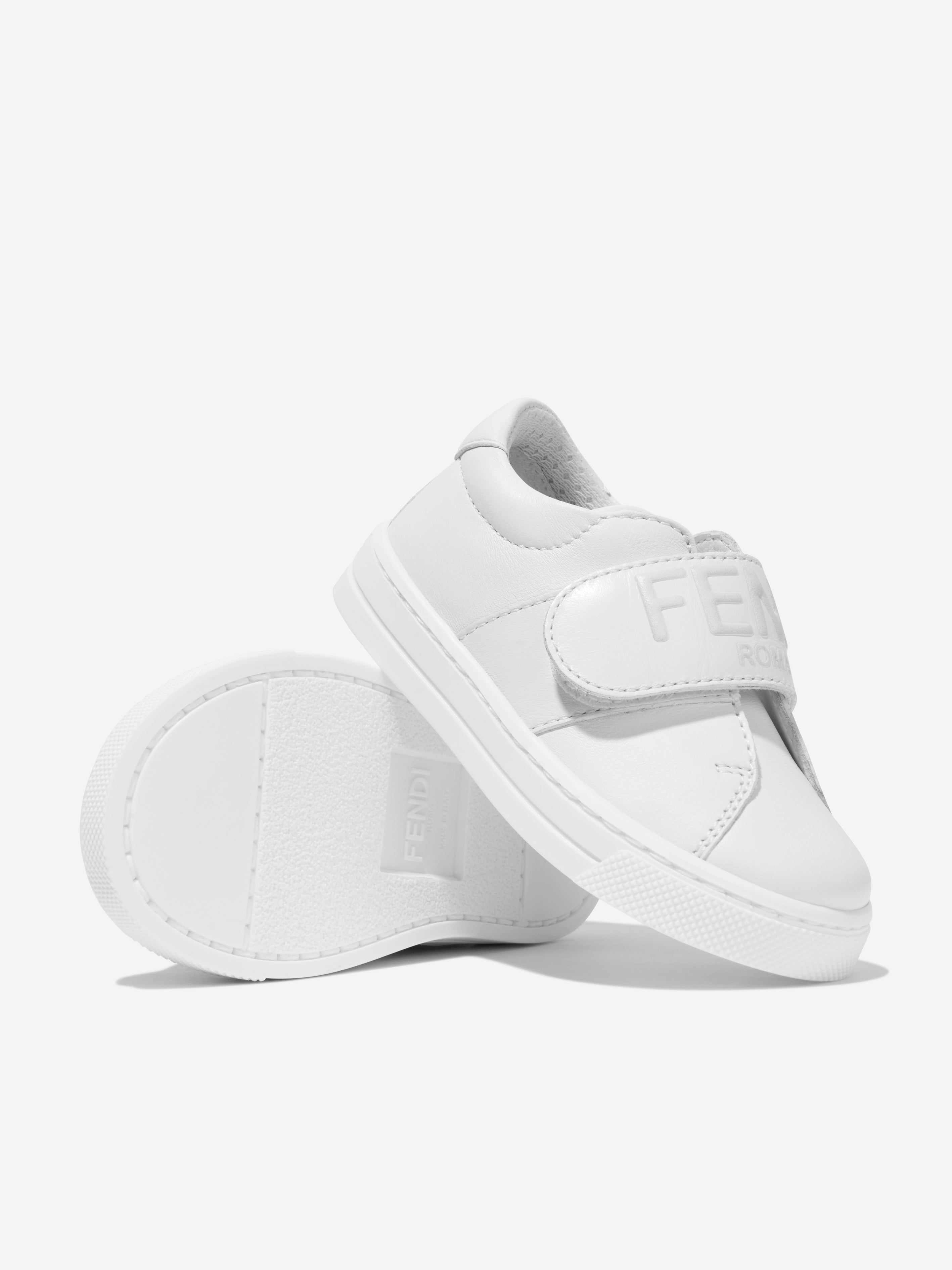 Kids Leather Logo Trainers in White