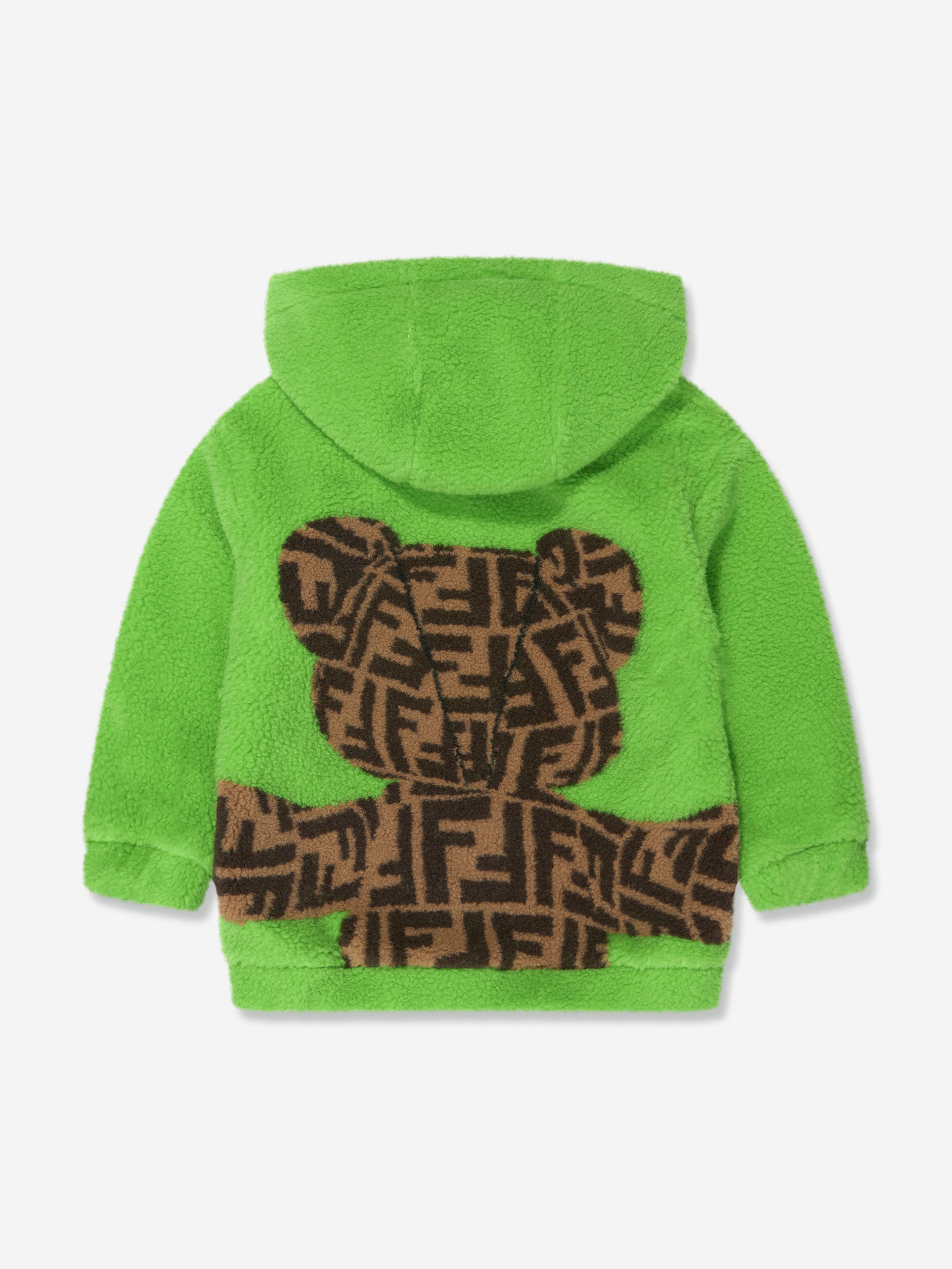 Kids Wool Bear Hoodie in Green
