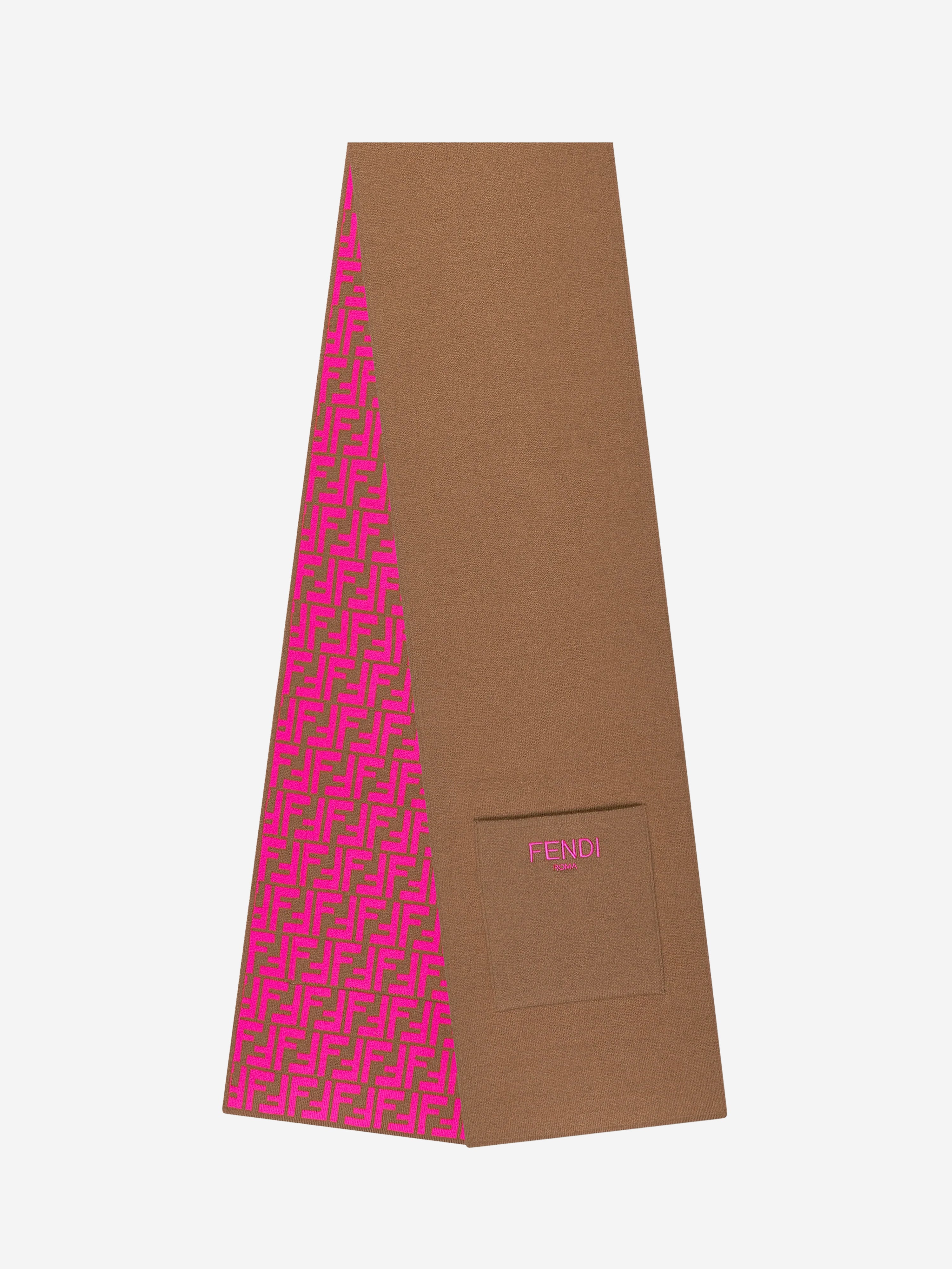 Girls FF Logo Reversible Scarf in Beige
