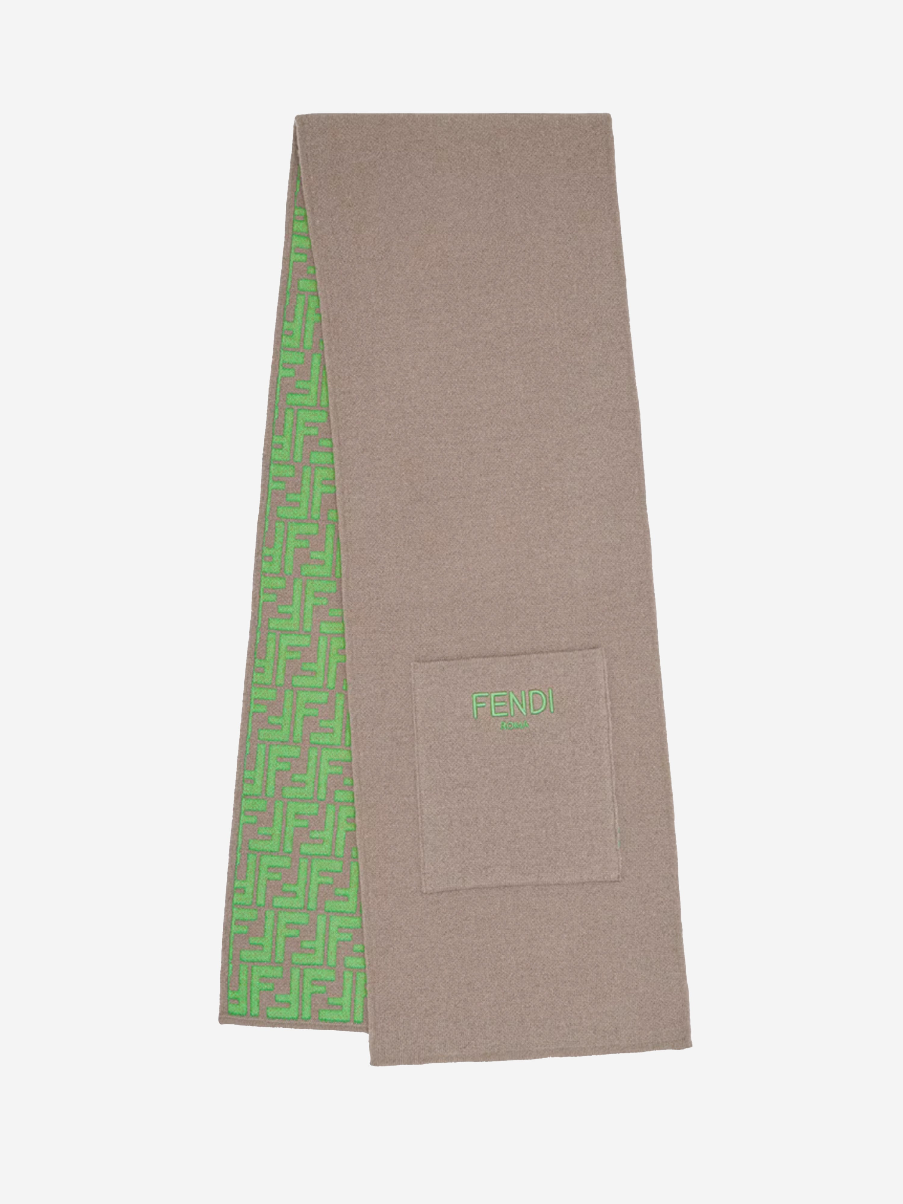 Kids Reversible FF Logo Scarf in Beige