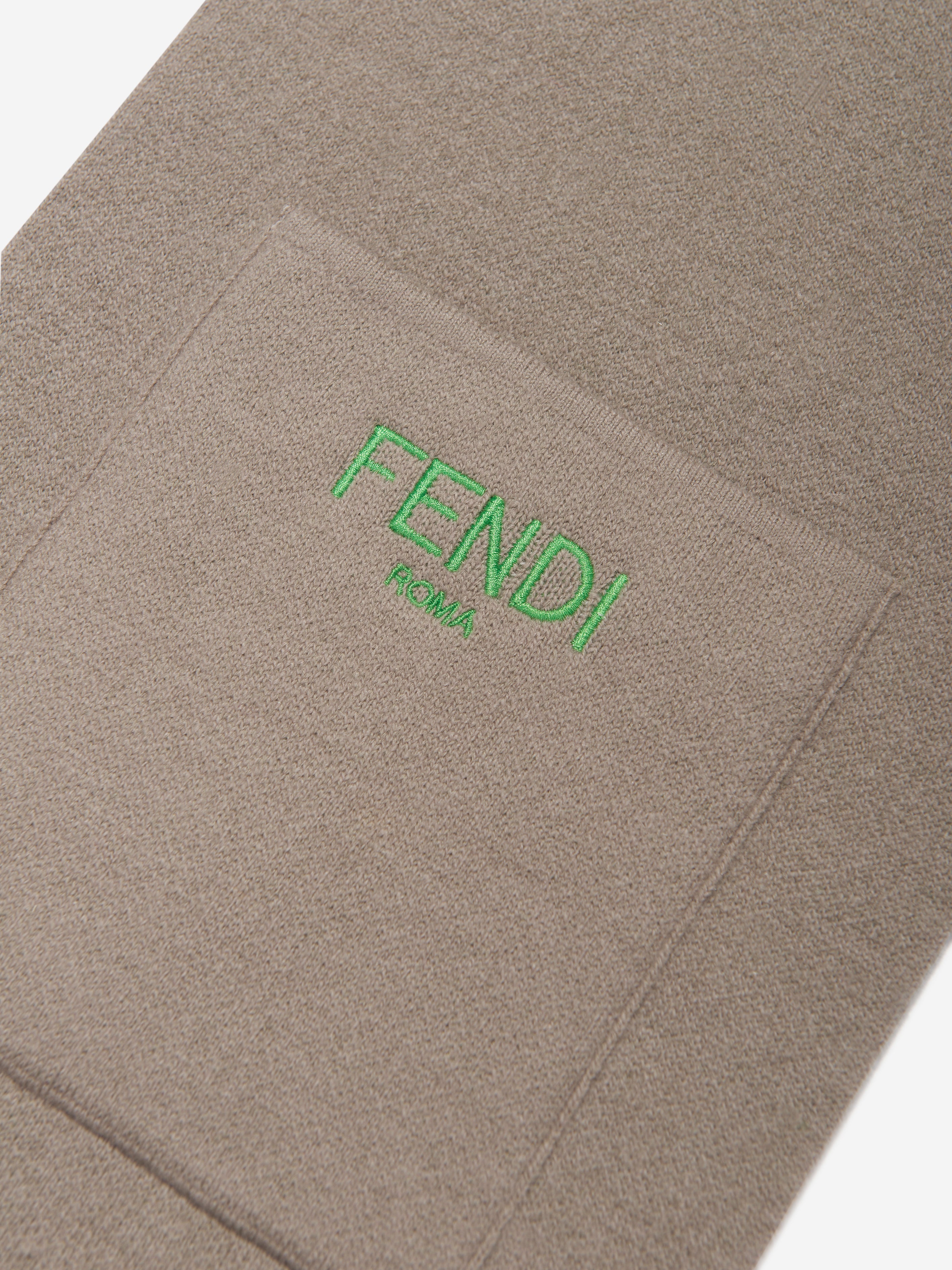 Kids Reversible FF Logo Scarf in Beige