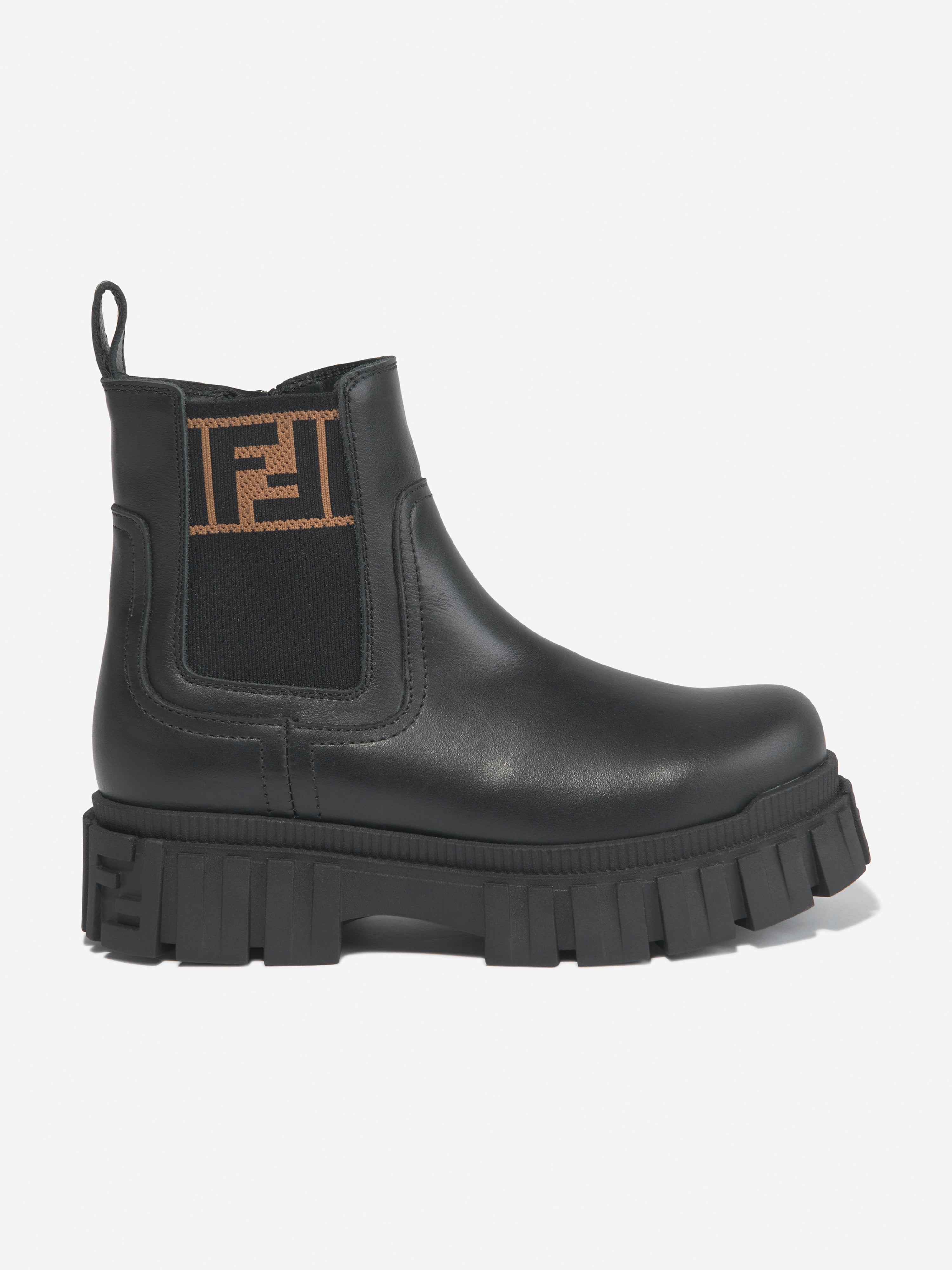 Kids Leather Biker Boots in Black