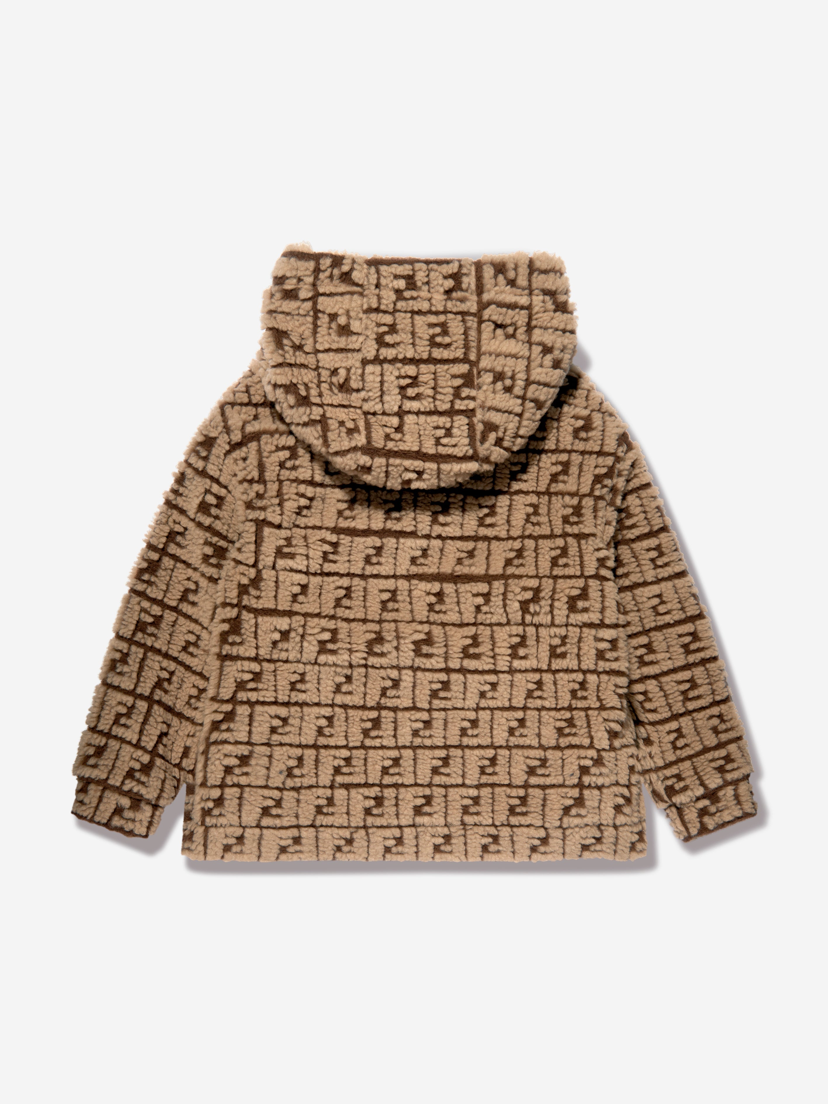 Kids FF Teddy Wool Hoodie in Beige