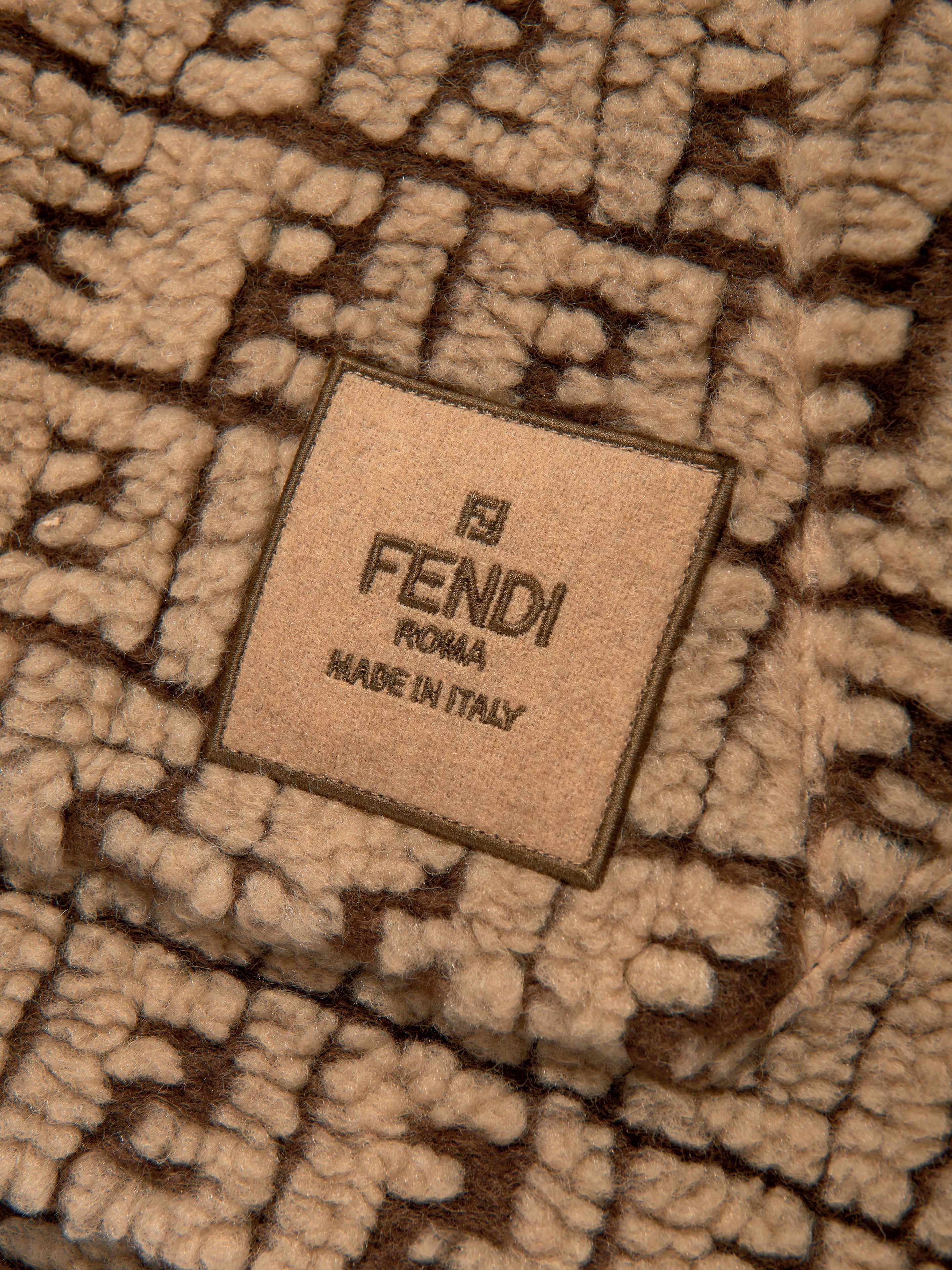 Kids FF Teddy Wool Hoodie in Beige