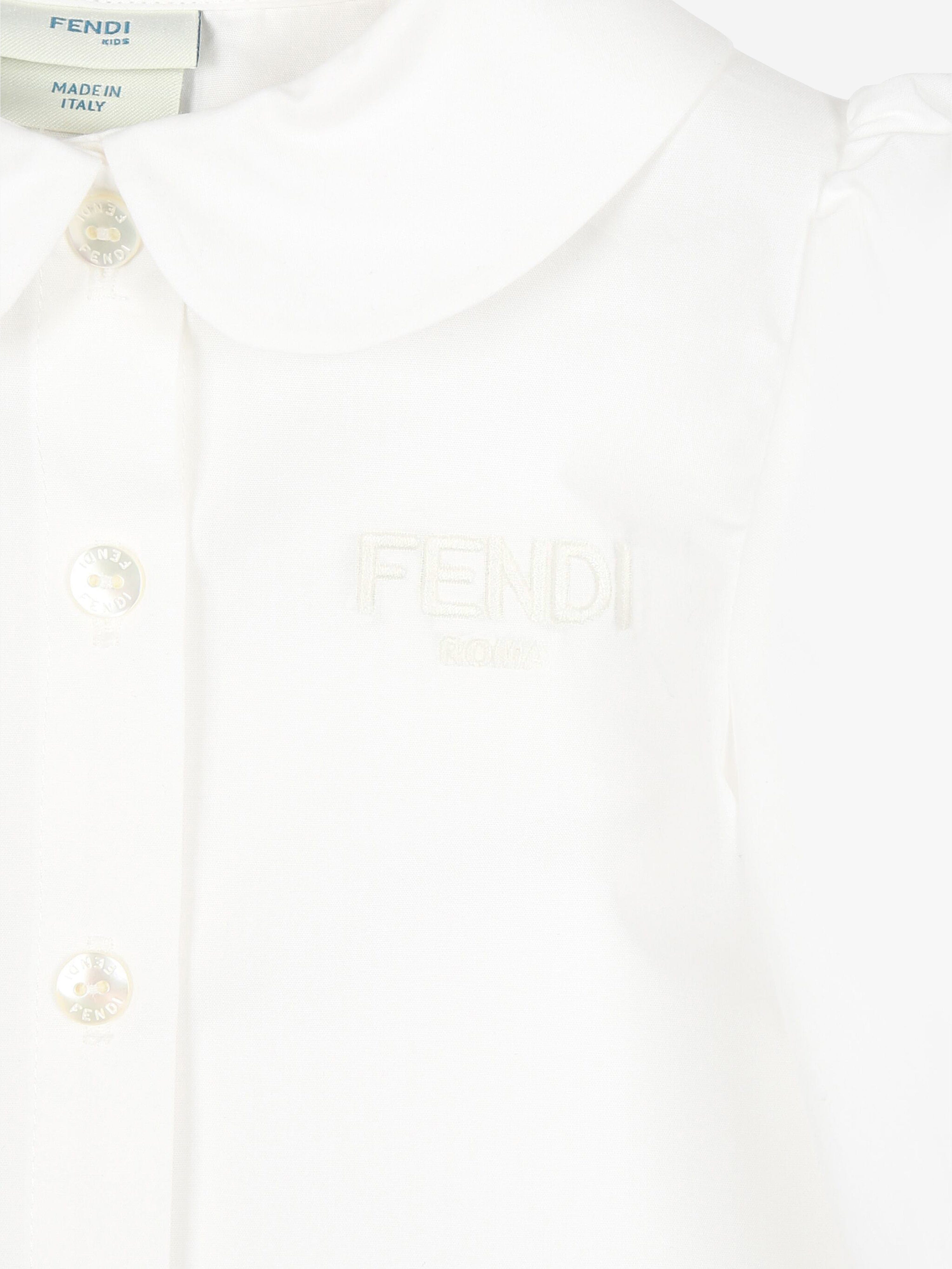 Fendi Baby Girls Cotton Blouse in White