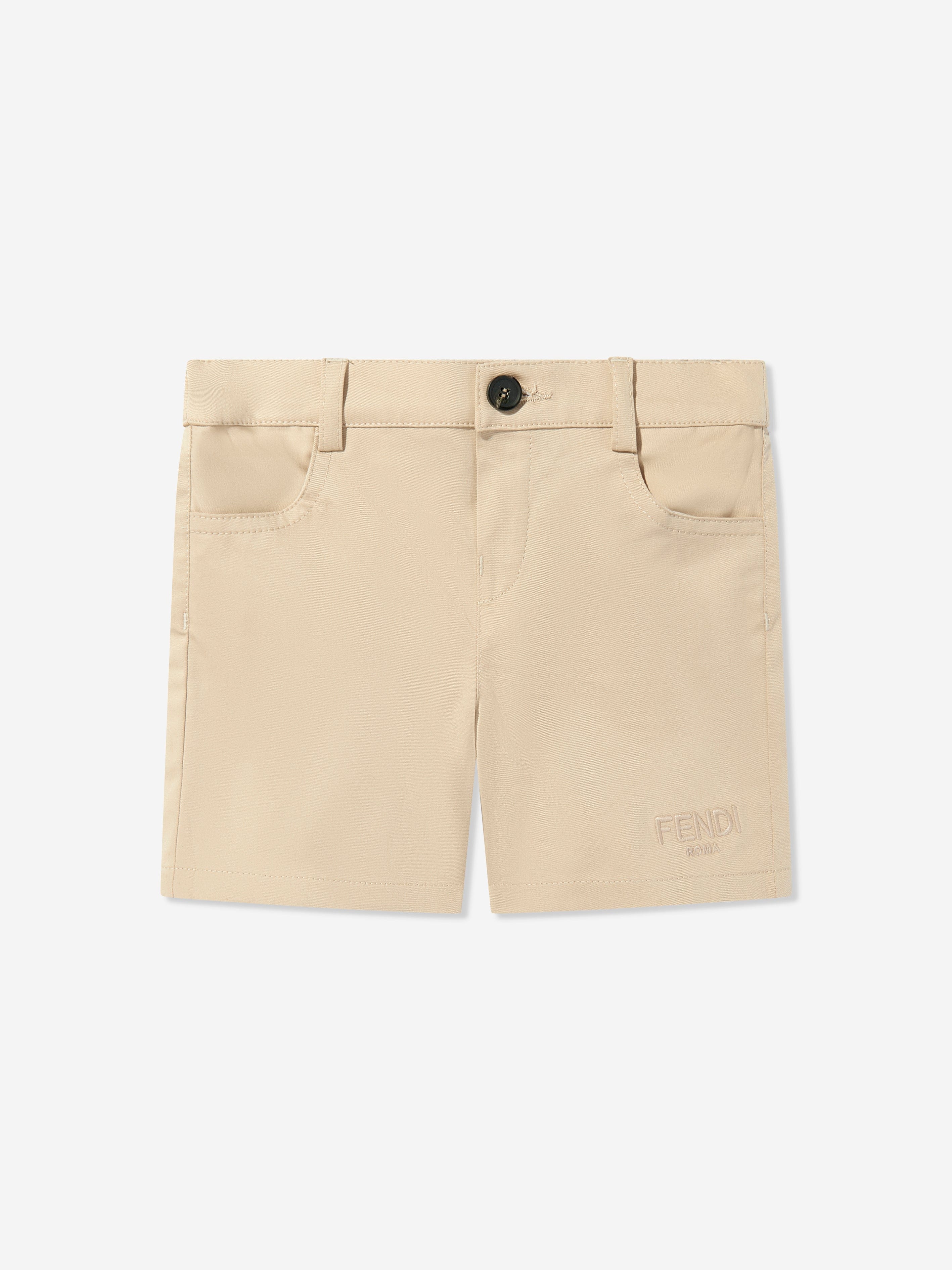 Fendi Baby Boys Gabardine Shorts in Beige