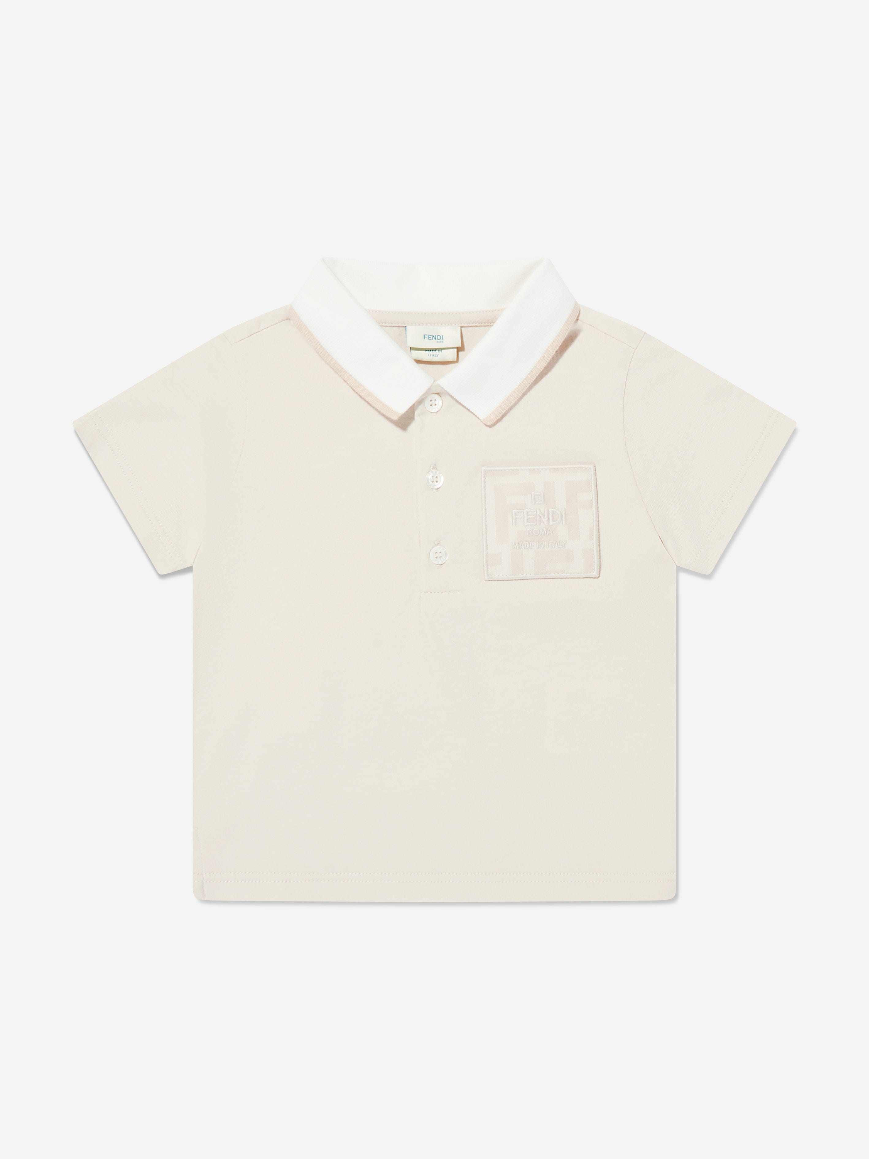 Fendi Baby Boys Jersey Polo Shirt in Beige