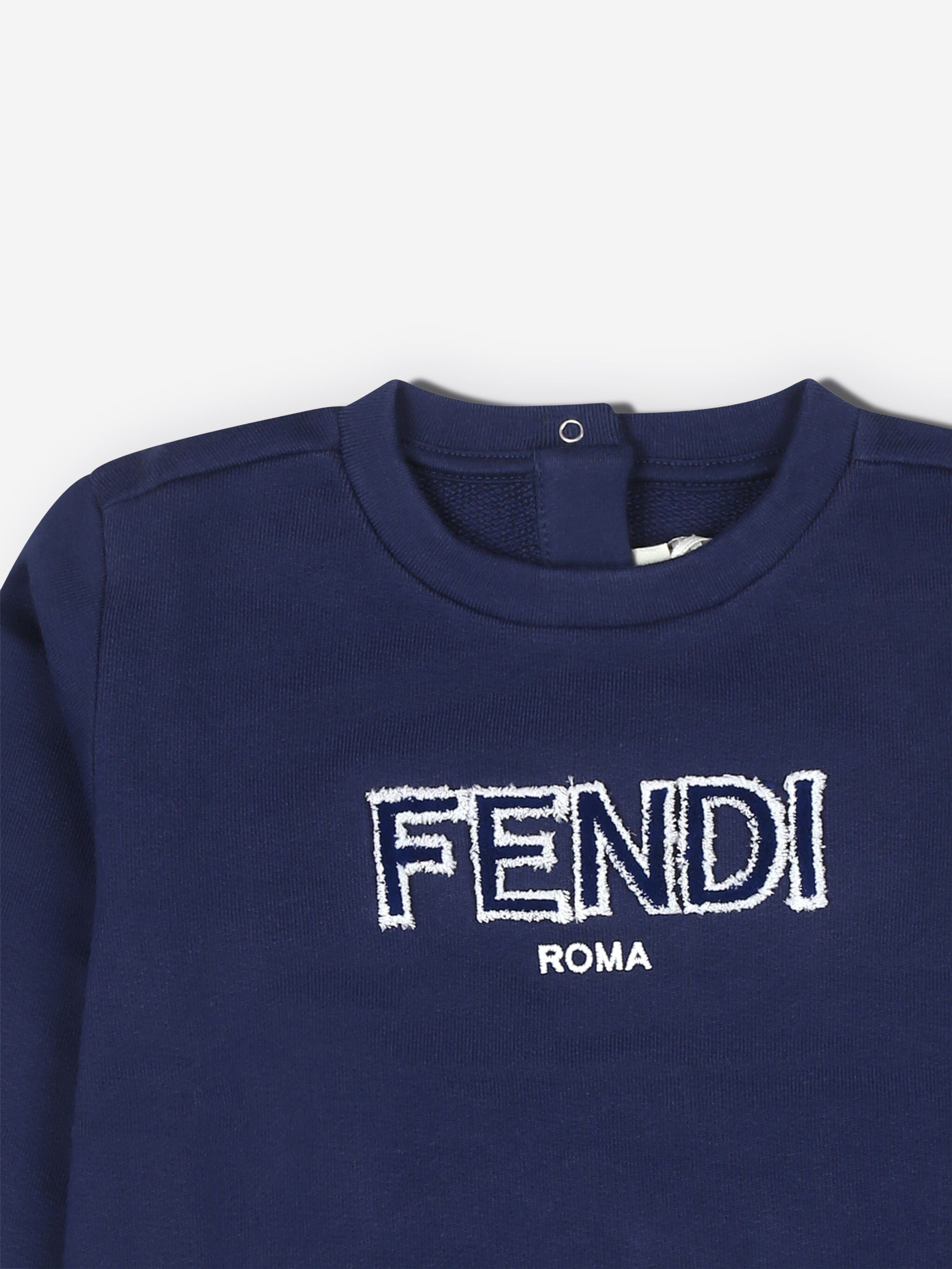Fendi Baby Boys Logo Sweatshirt in Blue