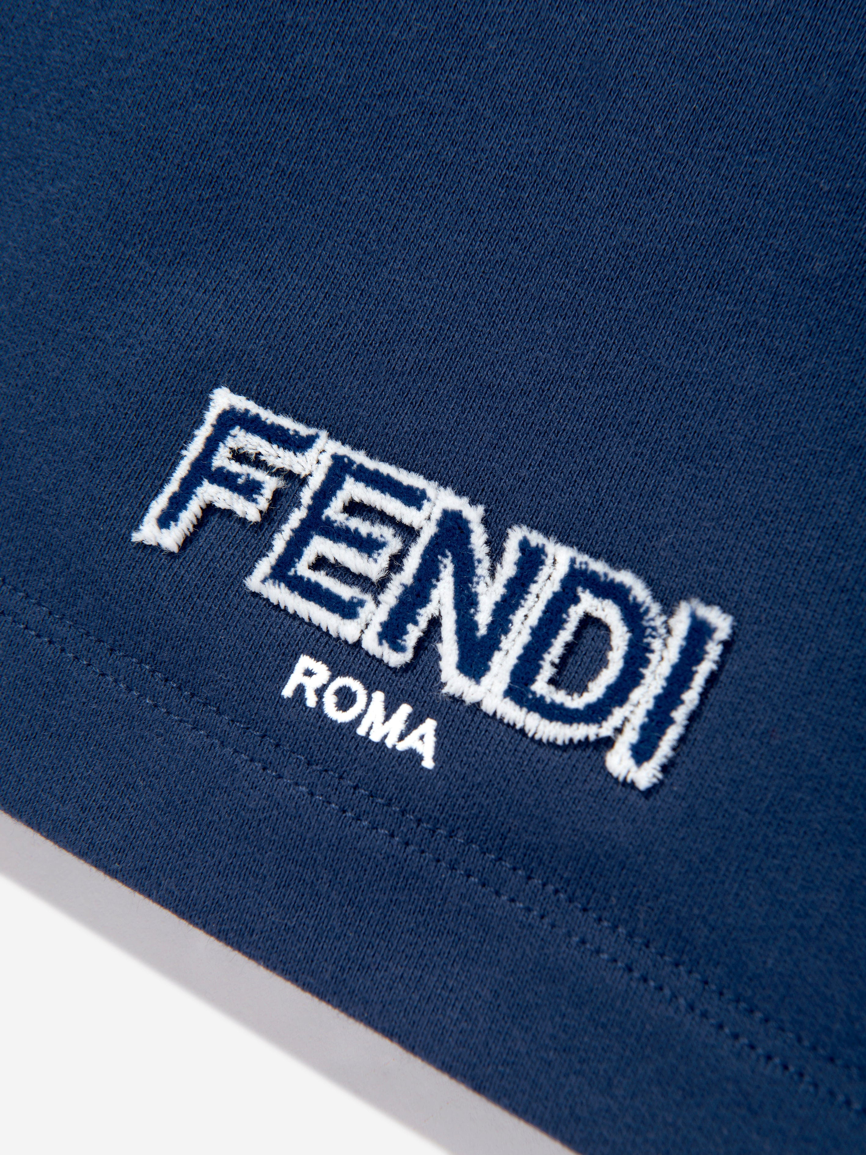 Fendi Boys Logo Bermuda Shorts in Navy